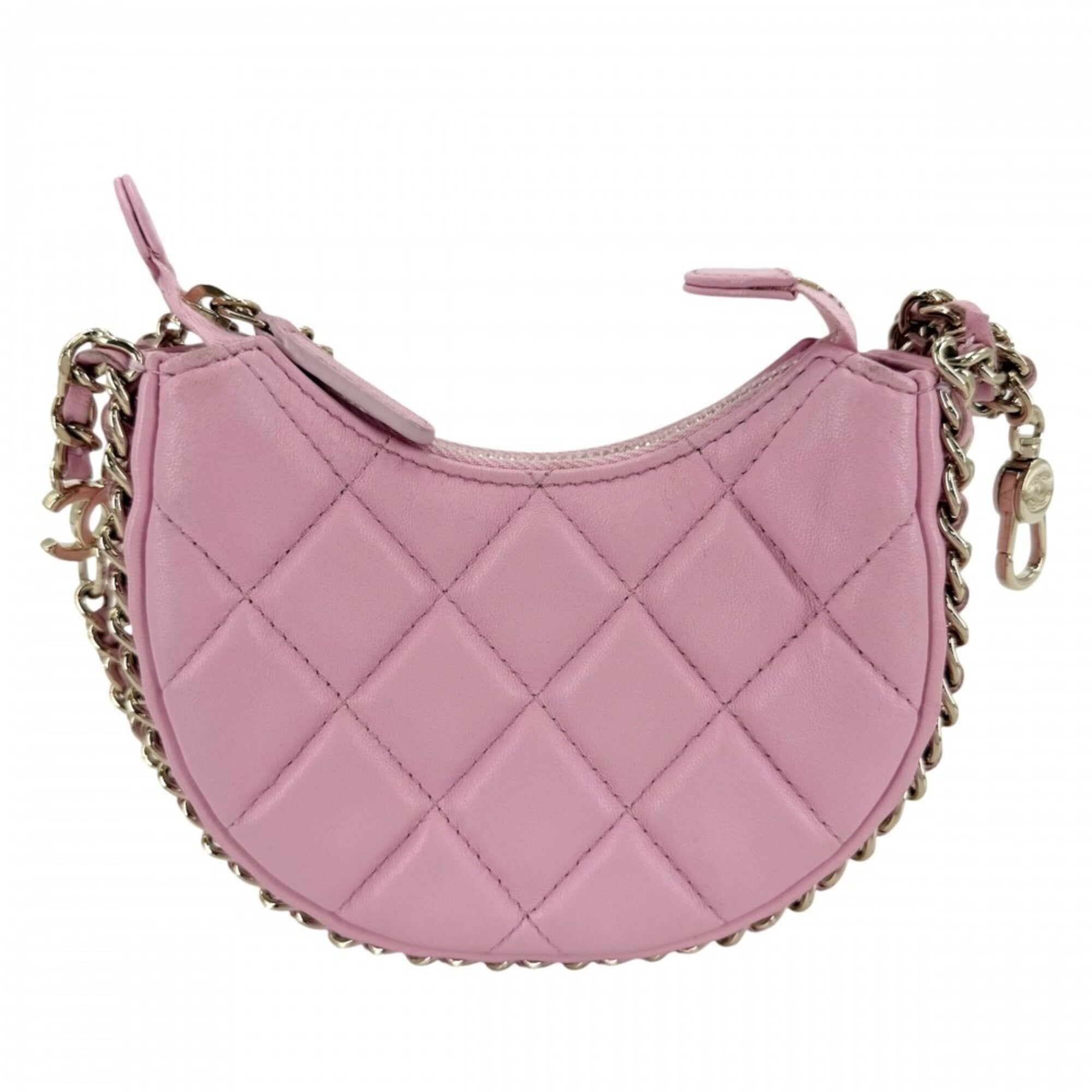 Chanel Pink Leather Pochette Shoulder Bag (Pre-Owned)