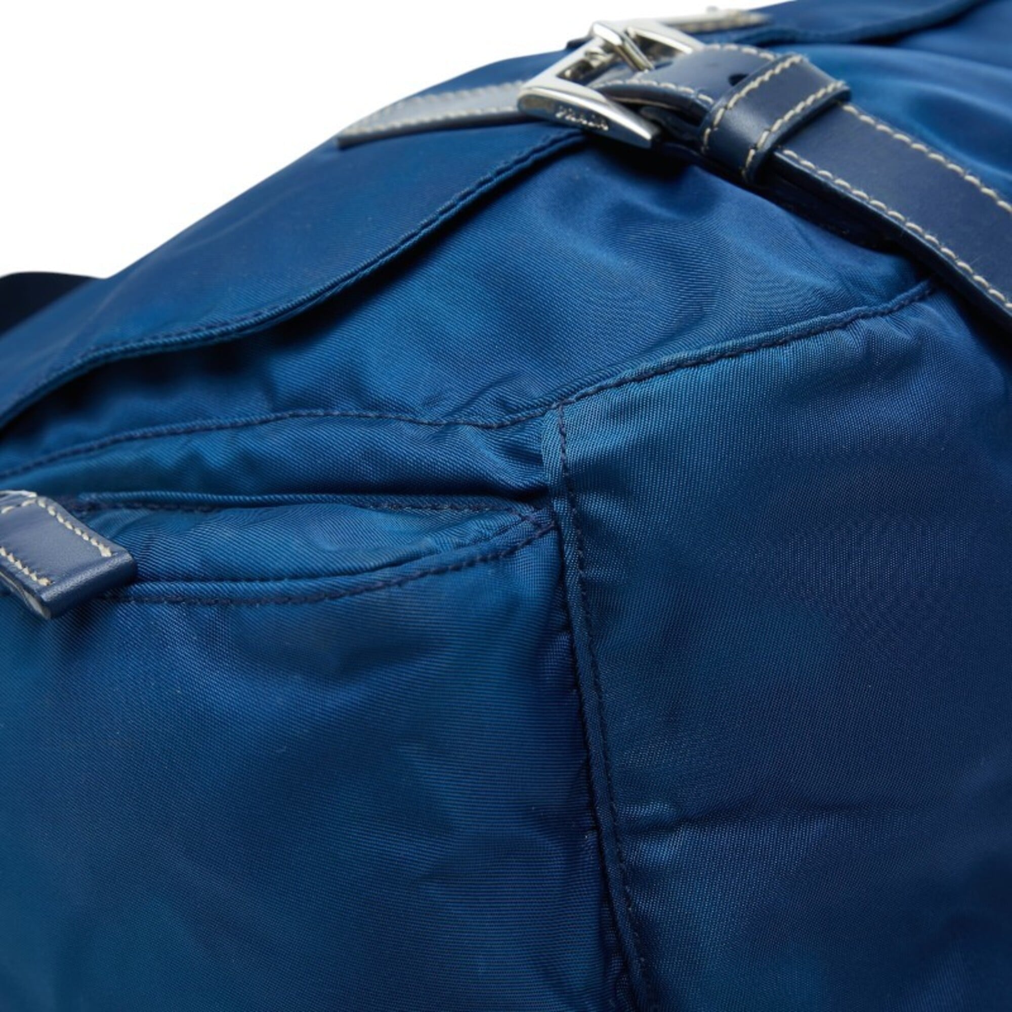 Prada Blue Nylon Leather Shoulder Bag (Pre-Owned)