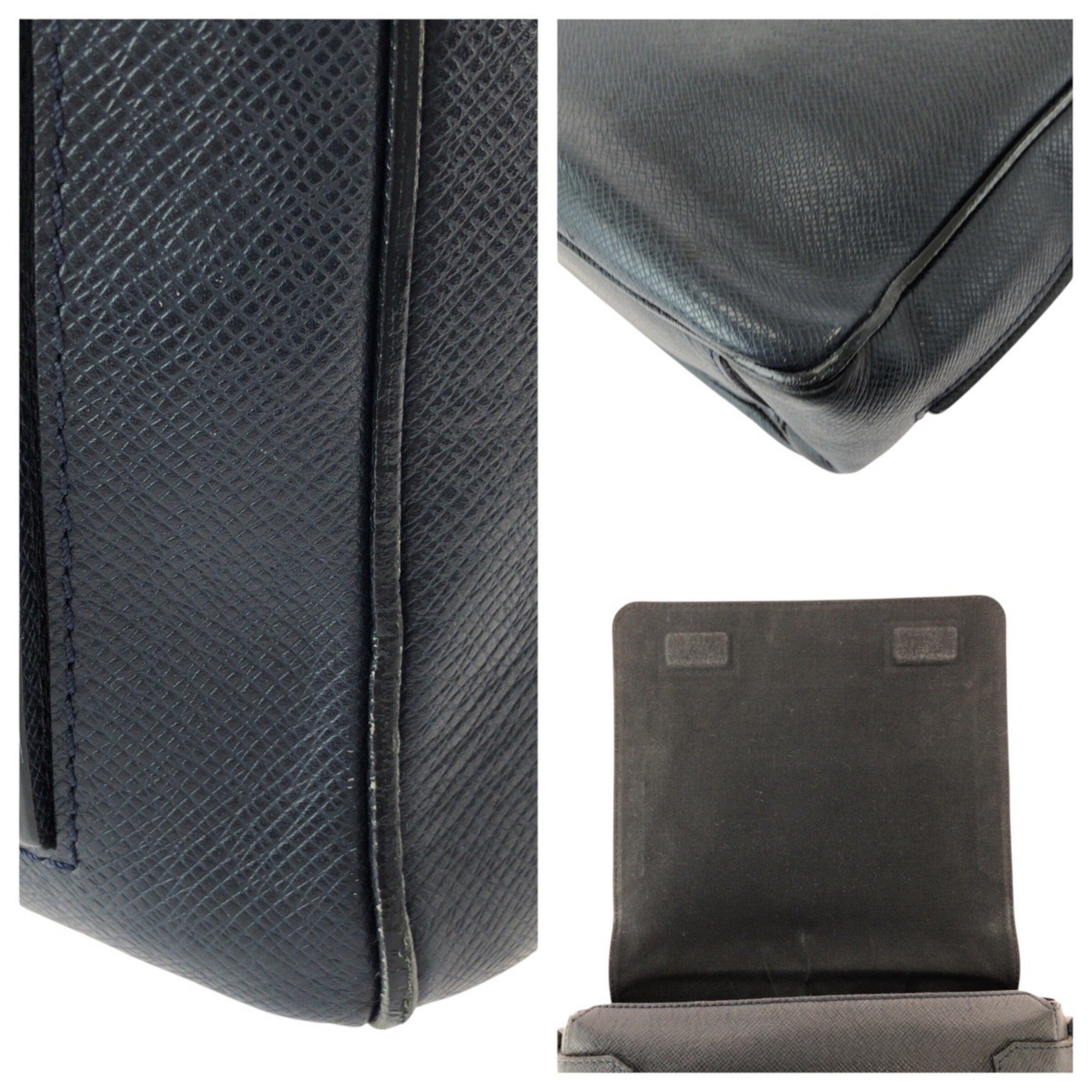 Louis Vuitton Navy Taiga Leather Messenger Bag Shoulder Bag (Pre-Owned)