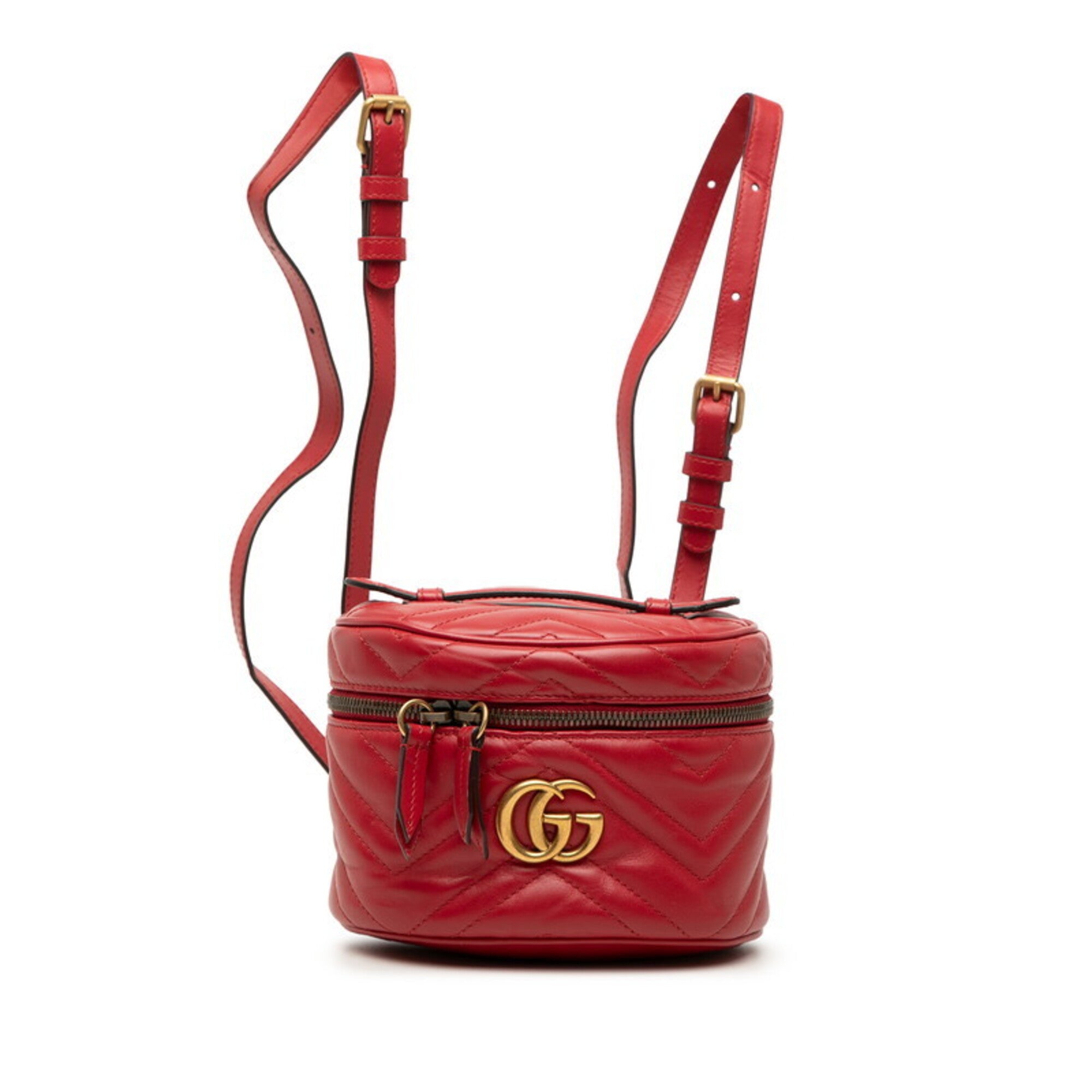 Gucci Gg Marmont Red Color Leather Backpack (Pre-Owned)