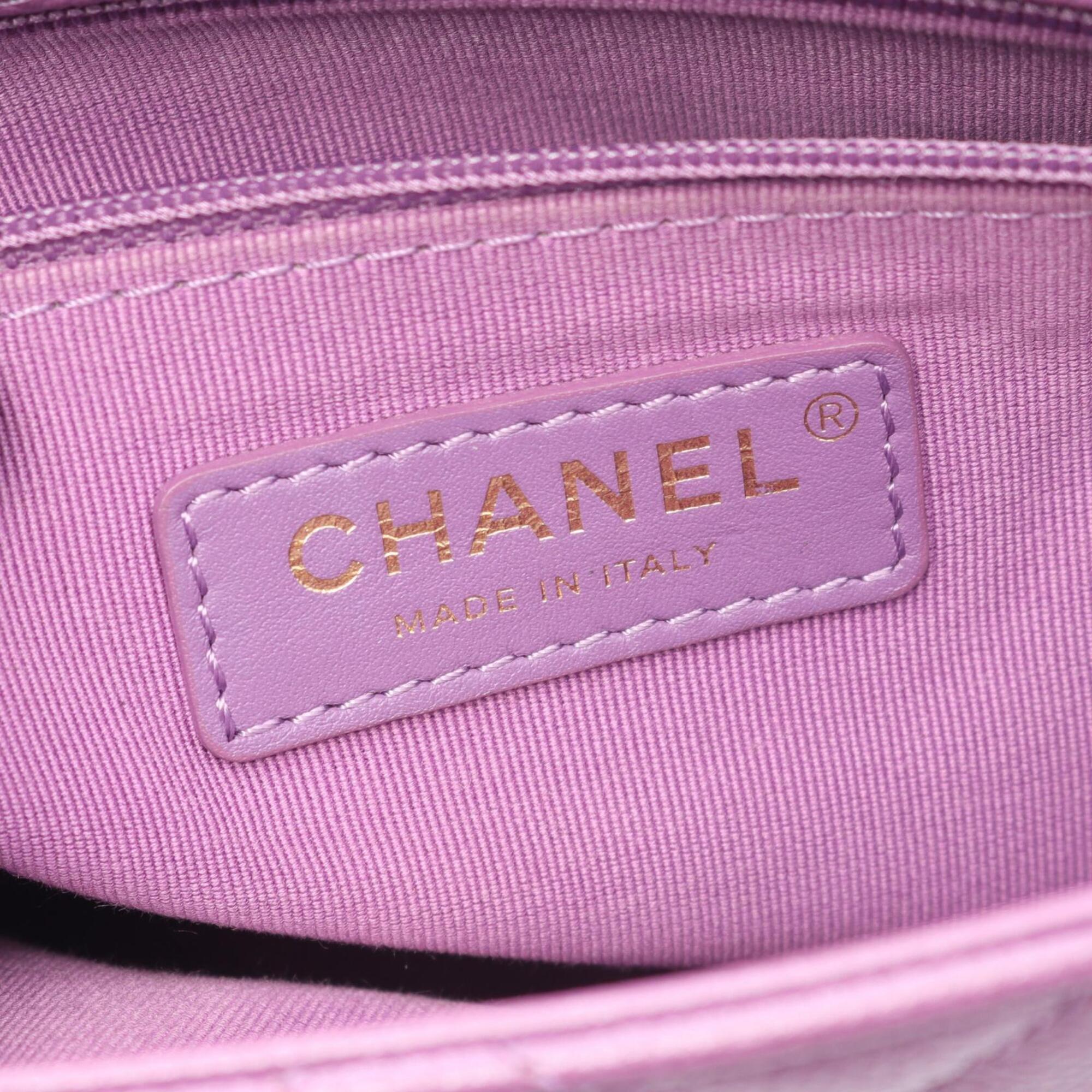 Chanel Purple Leather Handbag Shoulder Bag (Pre-Owned)