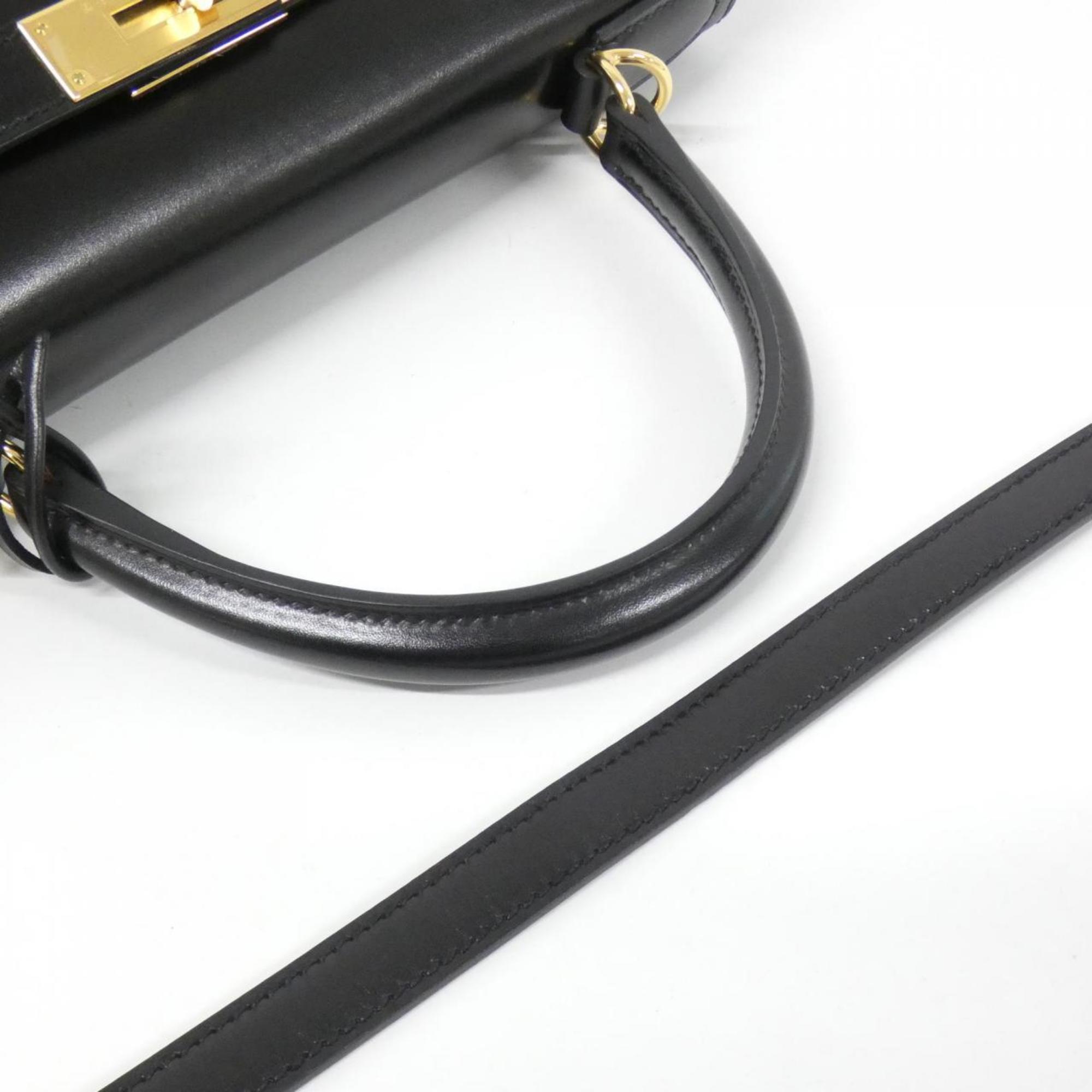 Hermes Black Box Calf Leather Handbag (Pre-Owned)