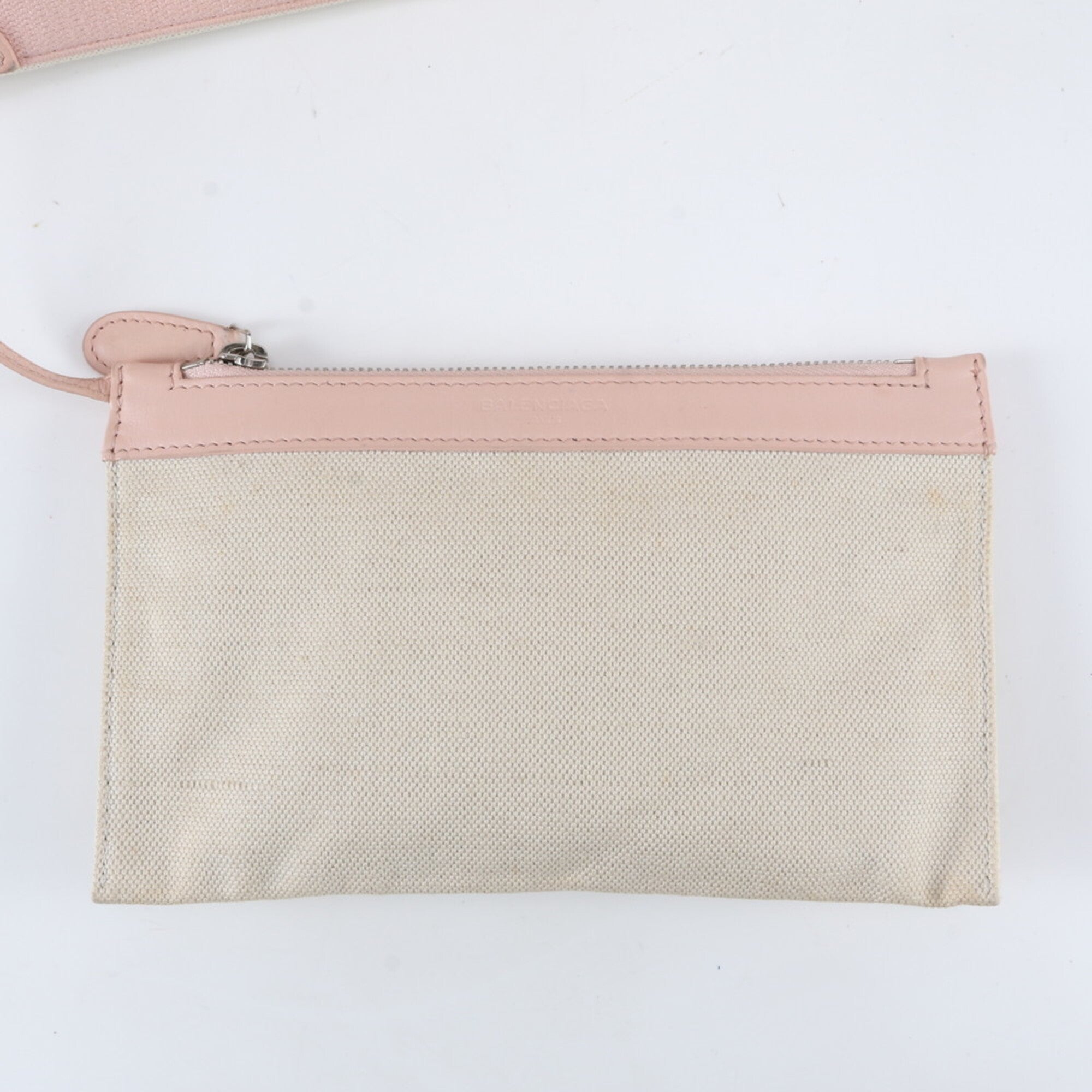 Balenciaga Pink White Leather Canvas Handbag Shoulder Bag Tote Bag (Pre-Owned)