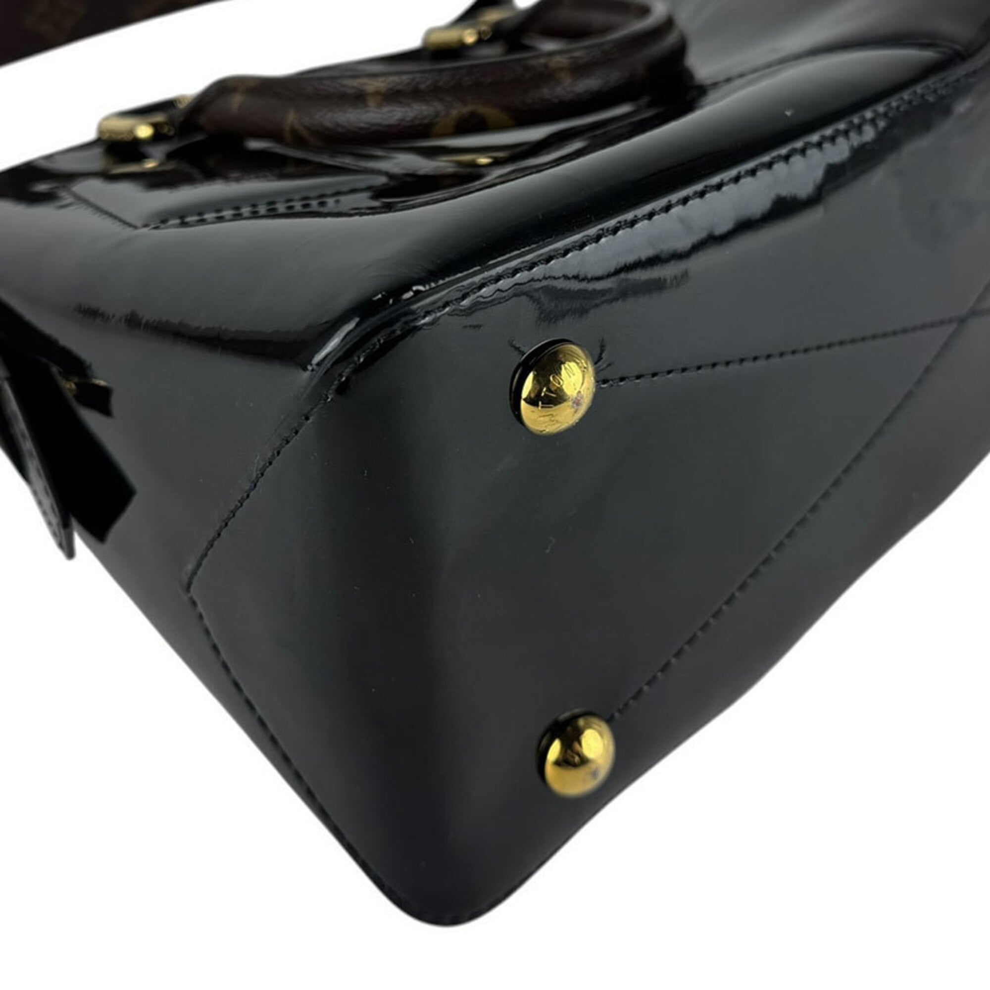 Louis Vuitton Black Brown Monogram Patent Leather Monogram Handbag Shoulder Bag (Pre-Owned)