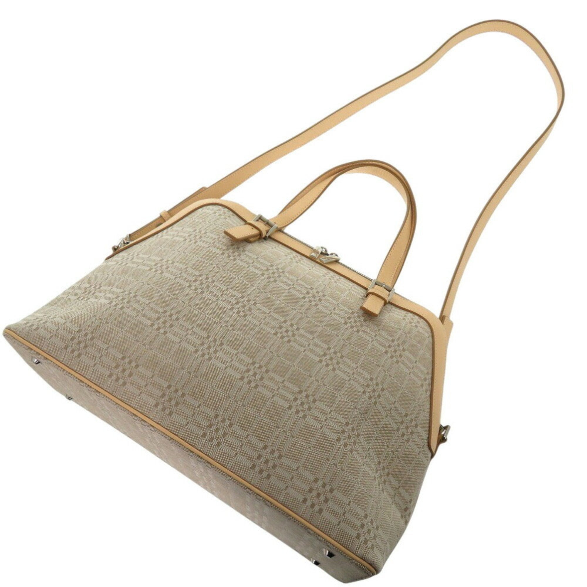 Burberry Beige Canvas Leather Handbag (Pre-Owned)