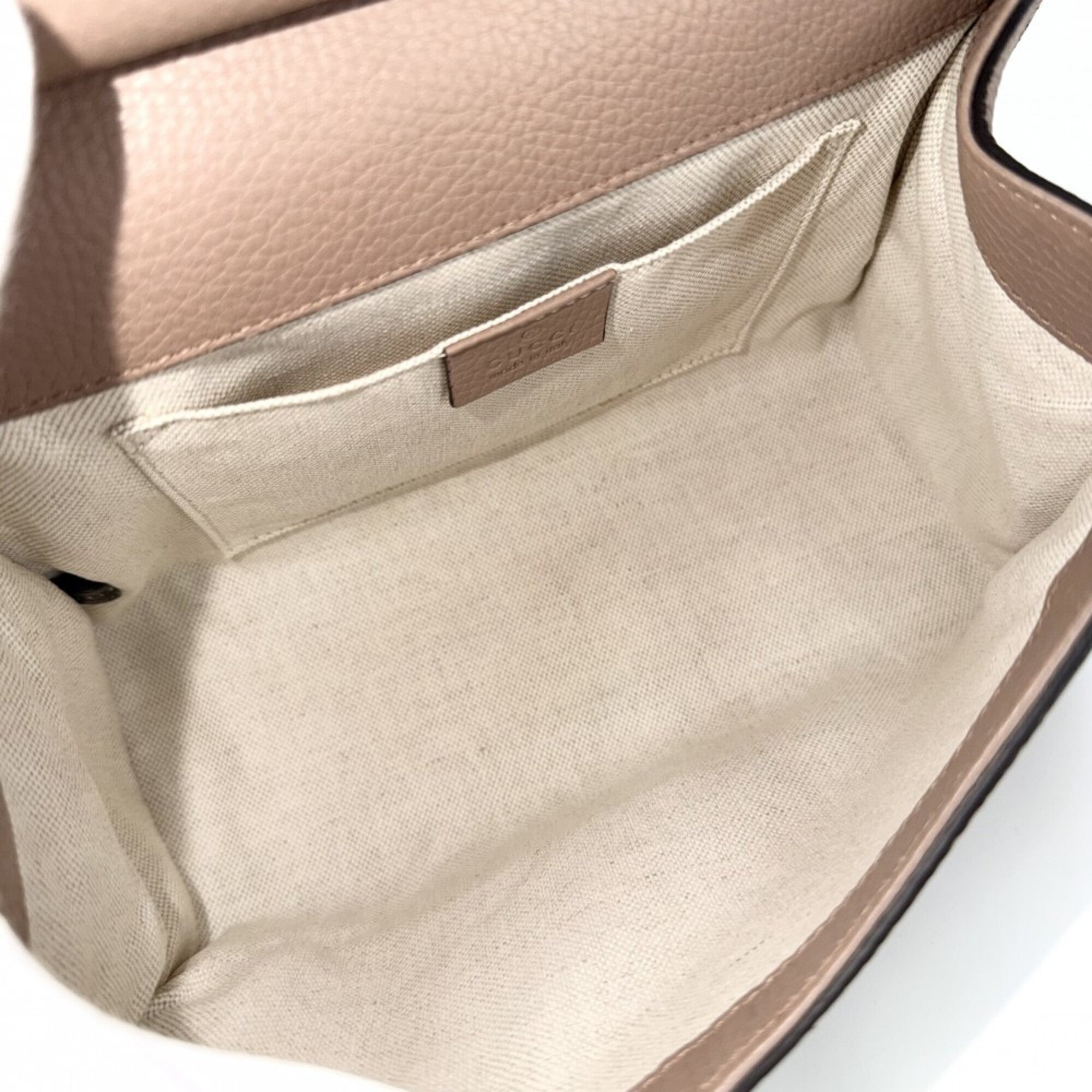 Gucci Beige Gold Pink Beige White Leather Handbag Shoulder Bag (Pre-Owned)