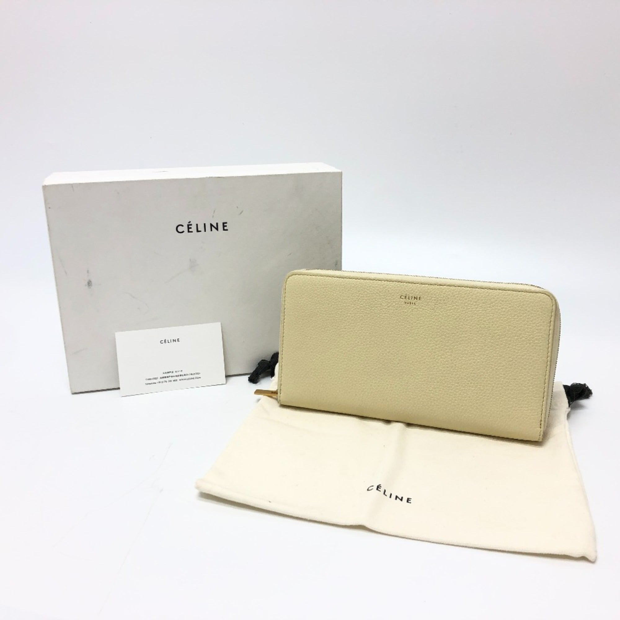 Celine Beige Leather Long Wallet (Bi-Fold) (Pre-Owned)