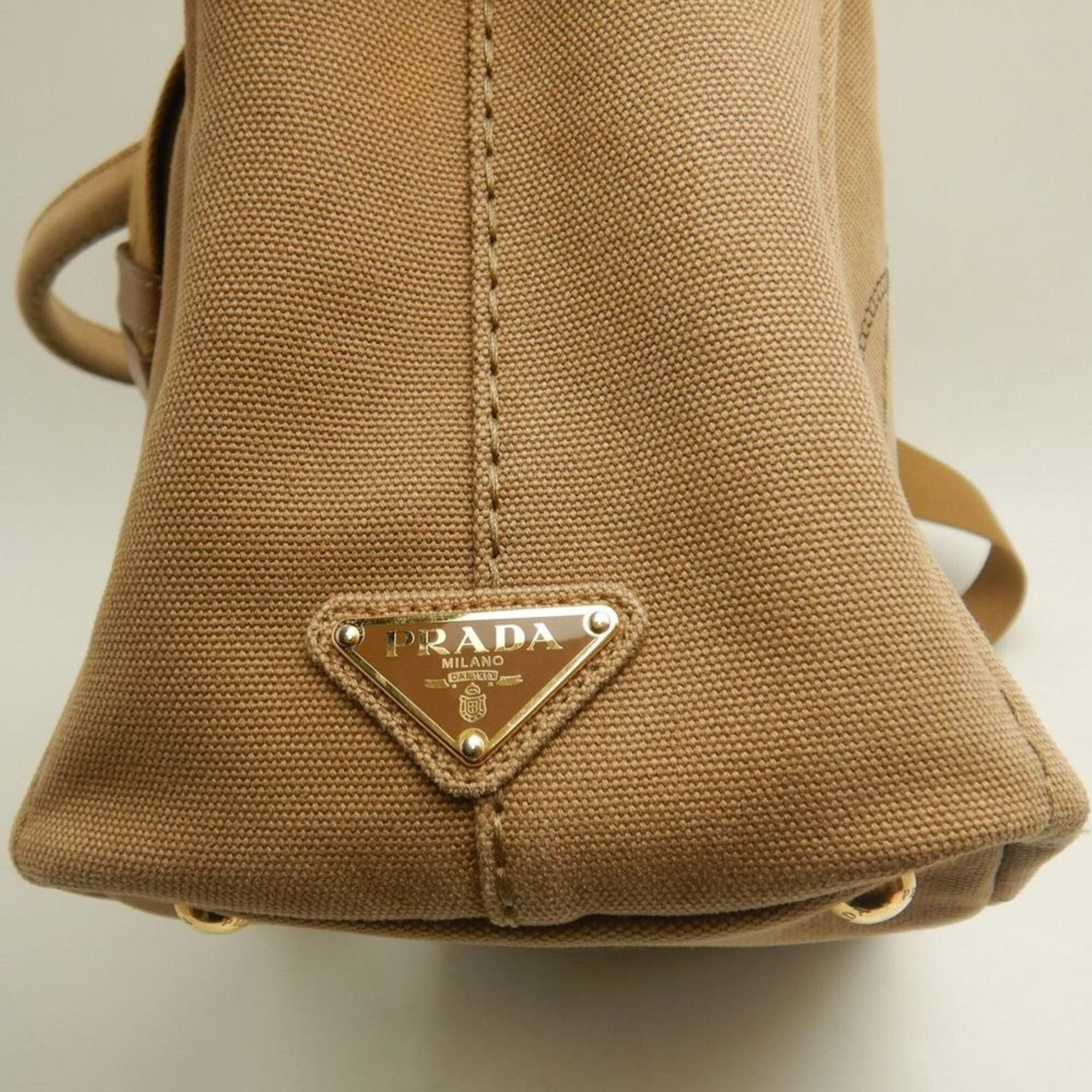 Prada Canapa Gold Canvas Tote Bag (Pre-Owned)