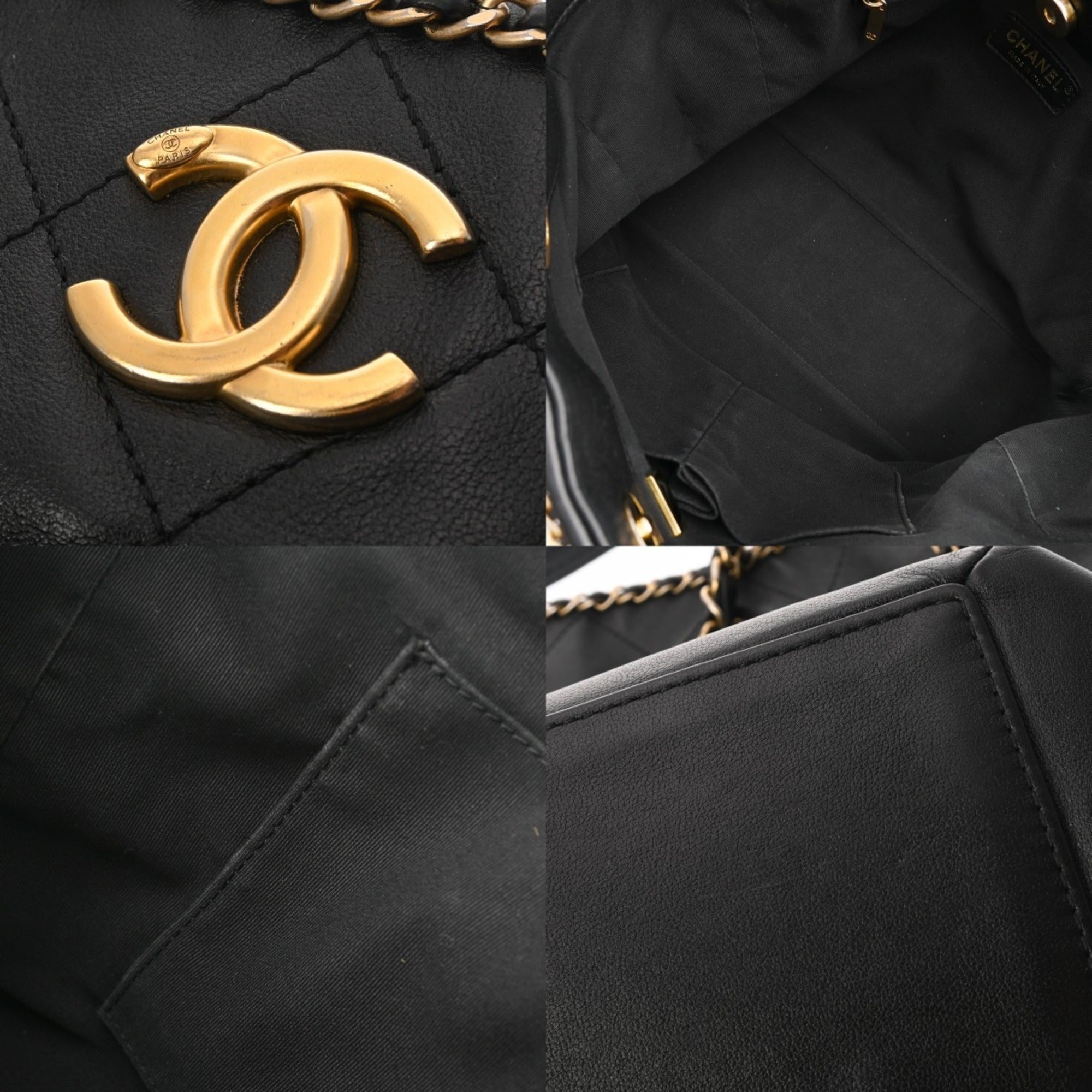 Chanel Matelasse Black Leather Handbag (Pre-Owned)