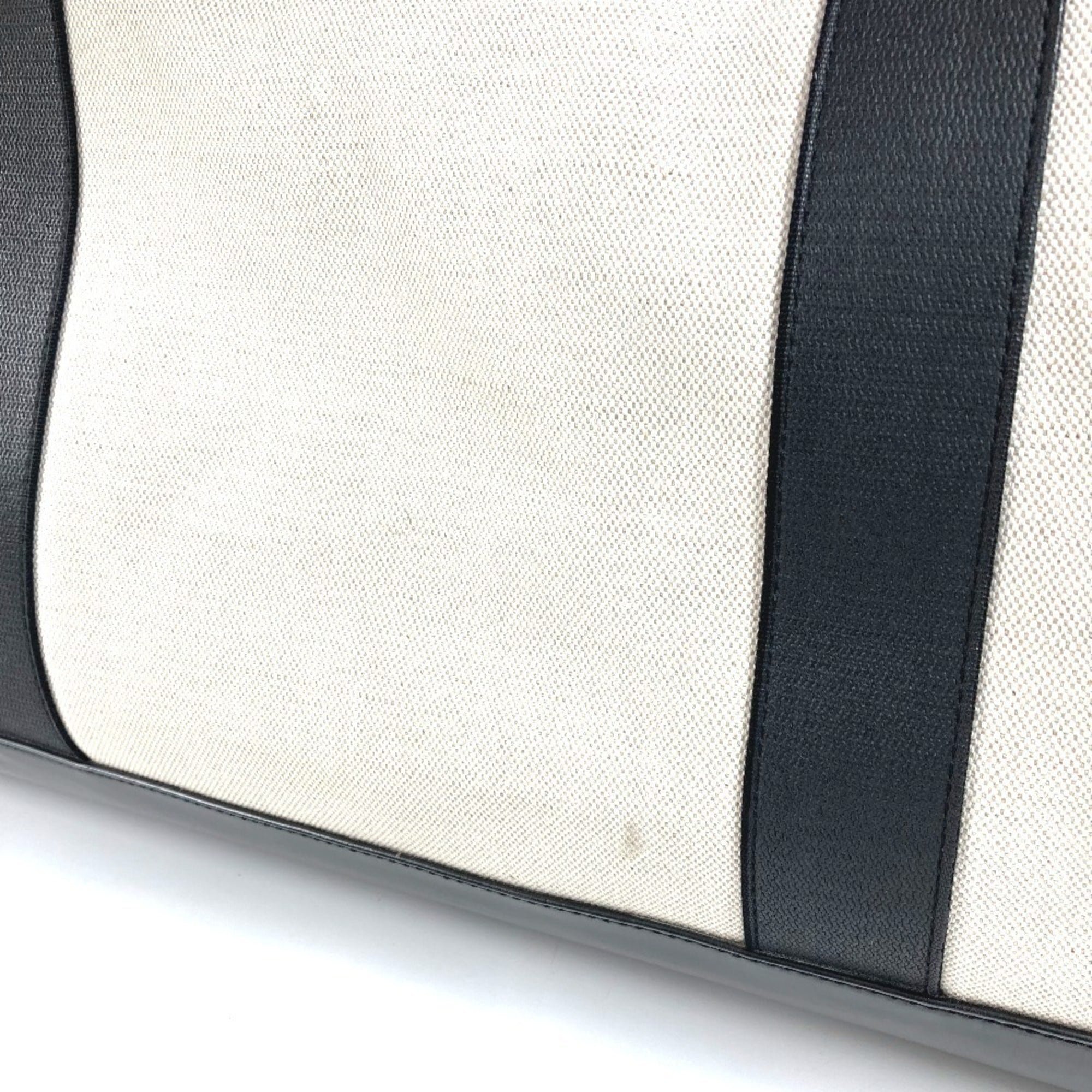 Balenciaga Black White Leather Canvas Boston Bag (Pre-Owned)