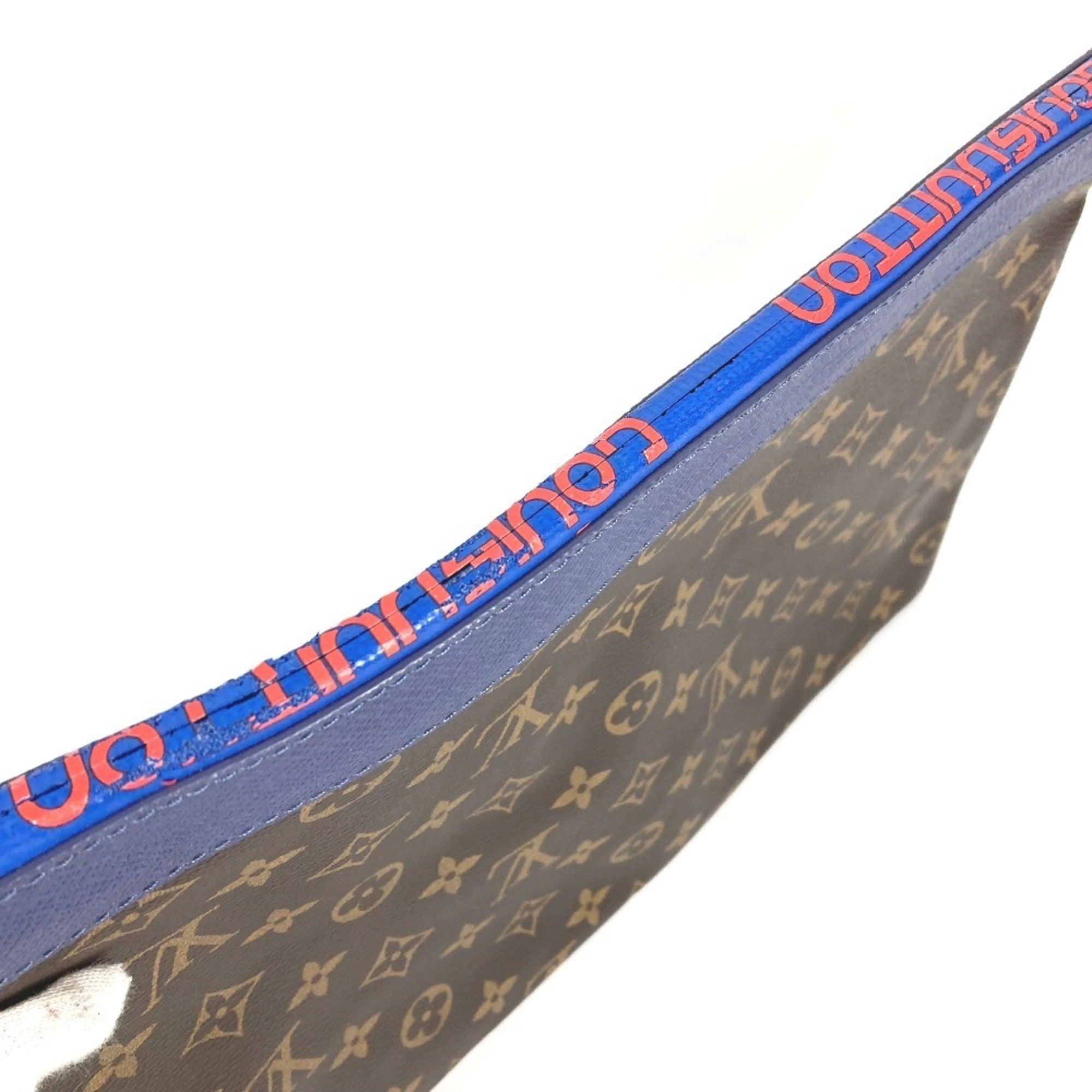Louis Vuitton Blue Brown Red Color Monogram Canvas Clutch Bag Handbag Pochette Pouch (Pre-Owned)
