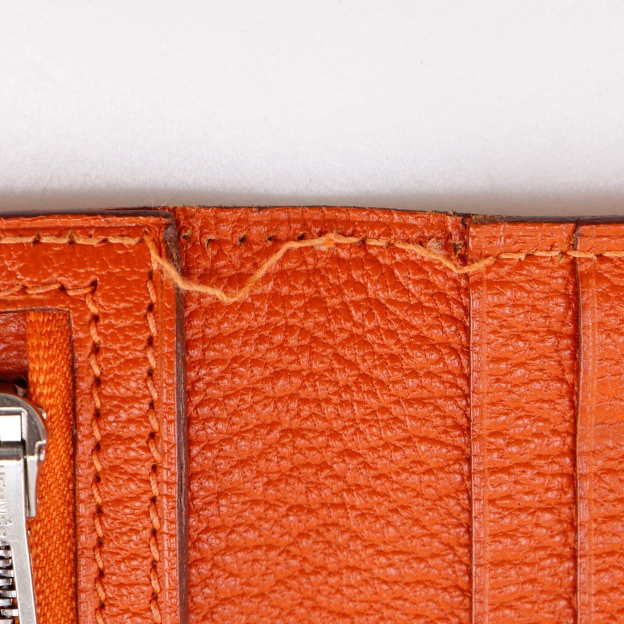 Hermes Orange Chevre Leather Long Wallet (Bi-Fold) (Pre-Owned)