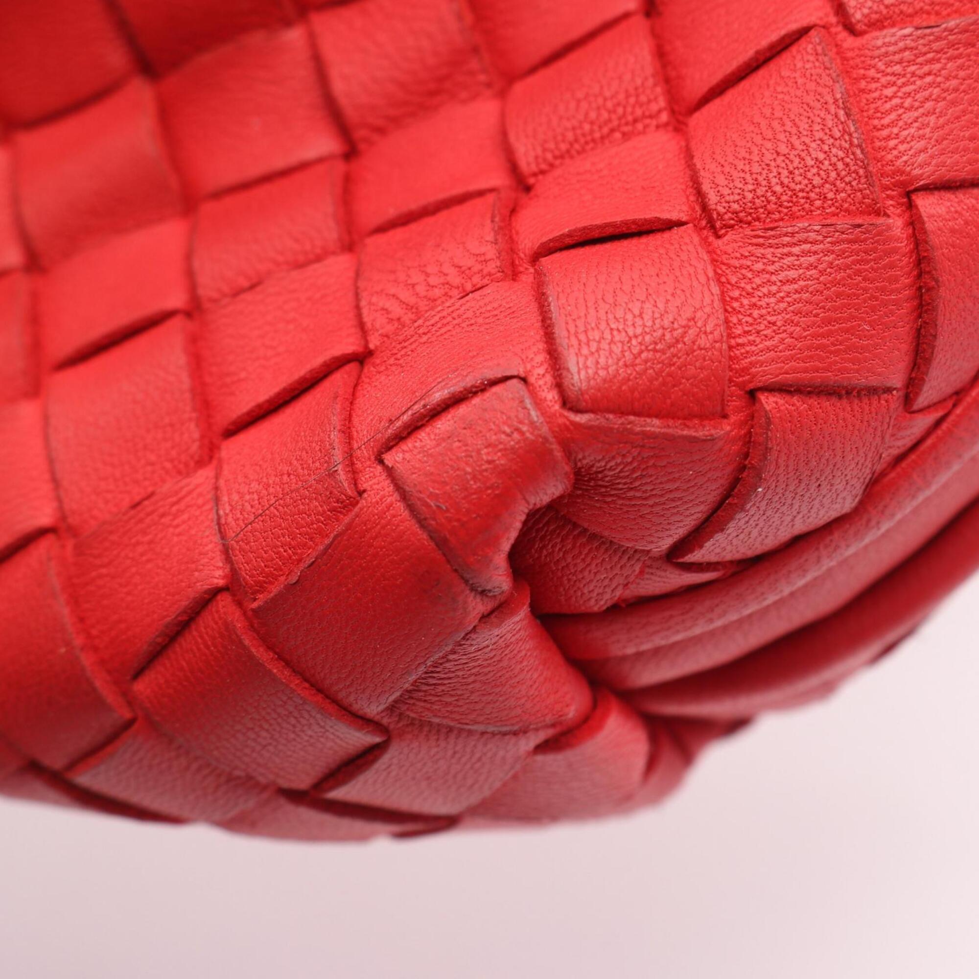 Bottega Veneta Red Color Intrecciato Shoulder Bag (Pre-Owned)