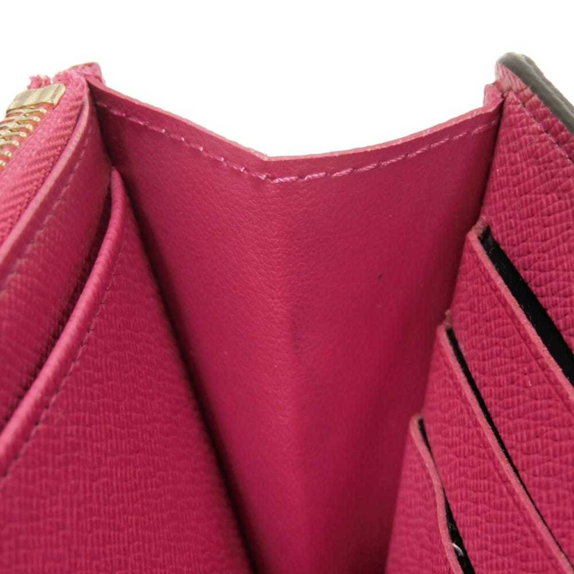 Louis Vuitton Brown Hot Pink Monogram Canvas Leather Long Wallet (Bi-Fold) (Pre-Owned)