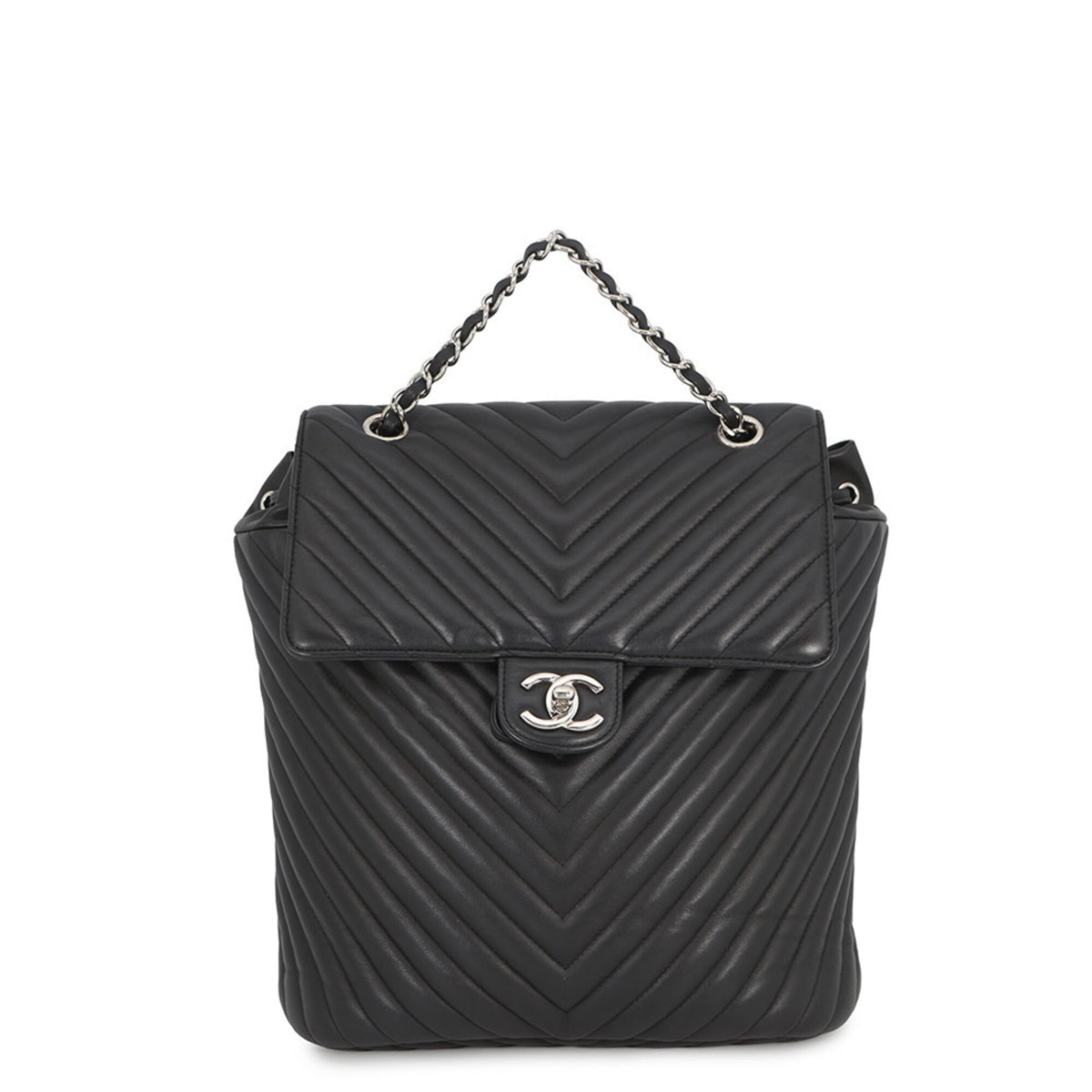 Chanel Black Leather Backpack Handbag (Pre-Owned)