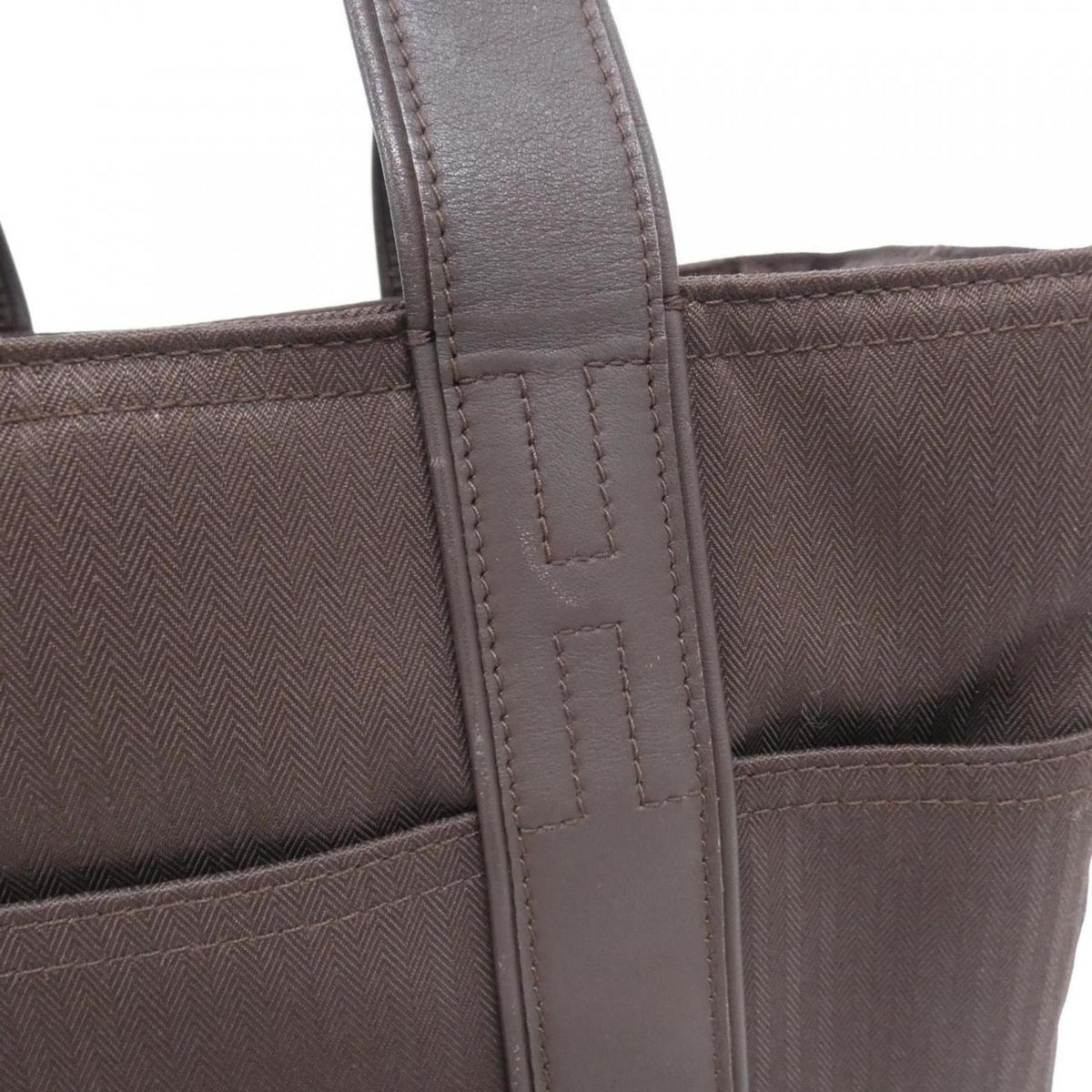Hermes Havane Toile Chevron Handbag (Pre-Owned)