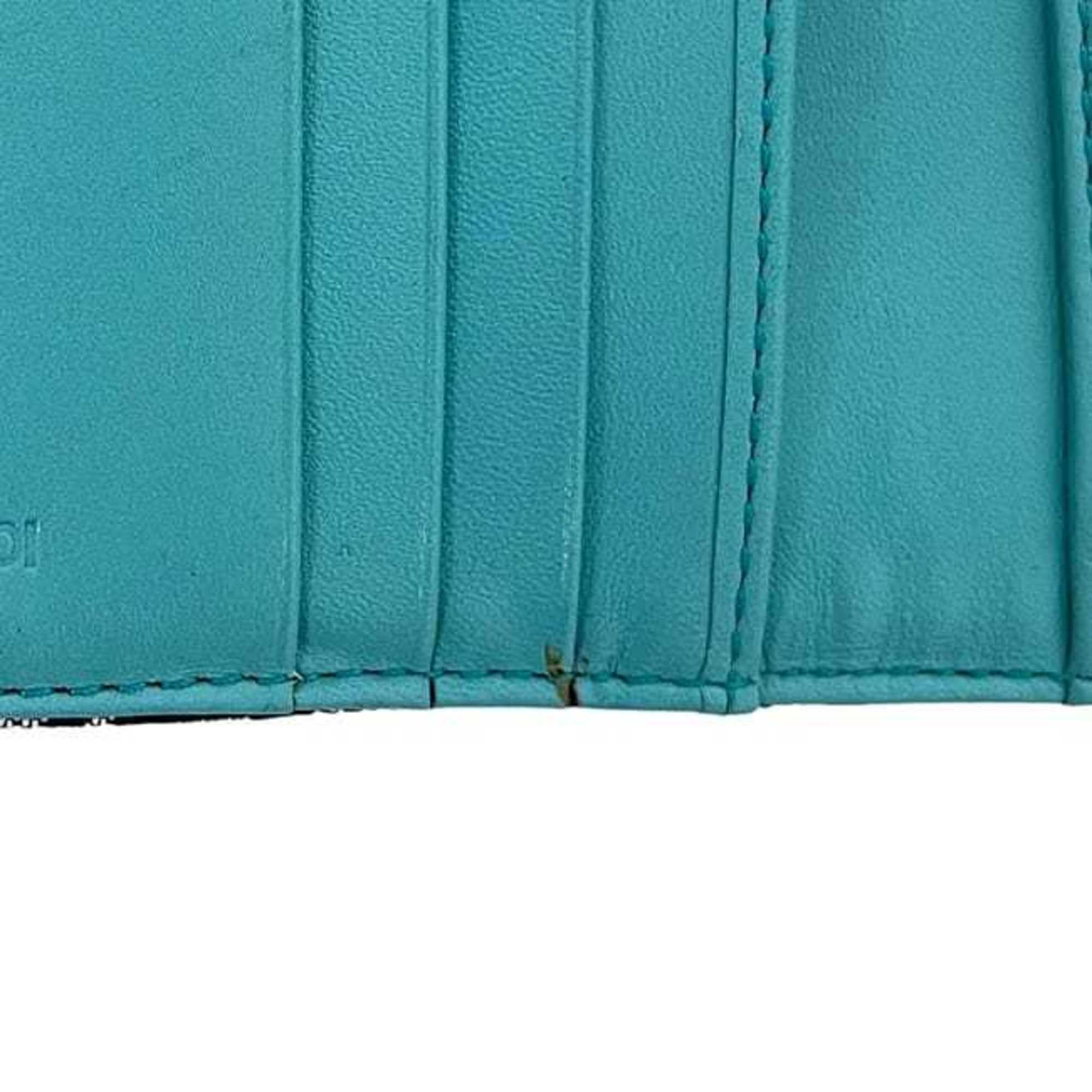 Fendi Zucchino Black Blue Canvas Leather Wallet (Tri-Fold) (Pre-Owned)
