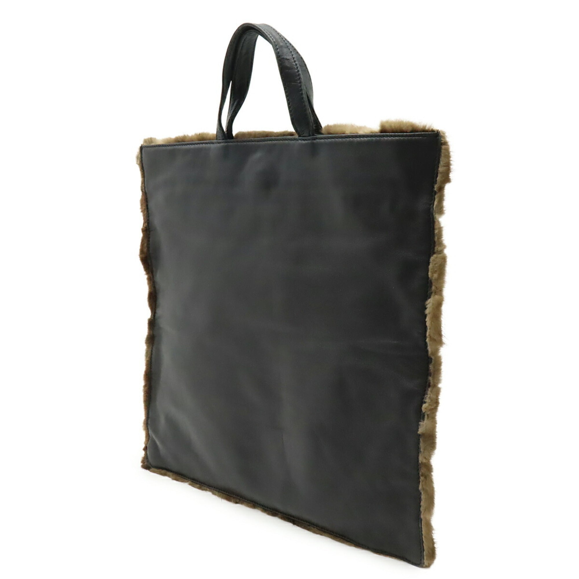 Loewe Black Dark Brown Fur Handbag Tote Bag (Pre-Owned)