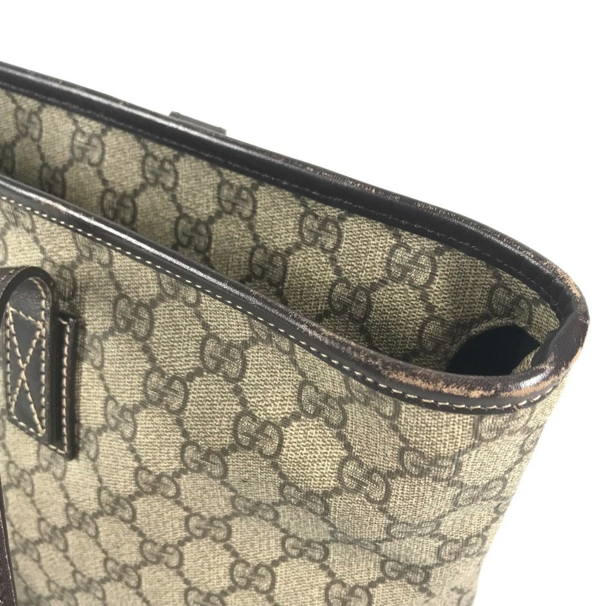 Gucci Beige Dark Brown Gg Supreme Shoulder Bag Tote Bag (Pre-Owned)
