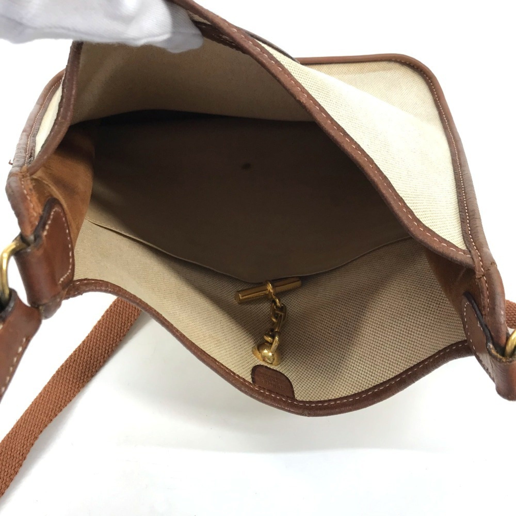 Hermes Vespa Beige Toile Officier Leather Shoulder Bag Tote Bag (Pre-Owned)
