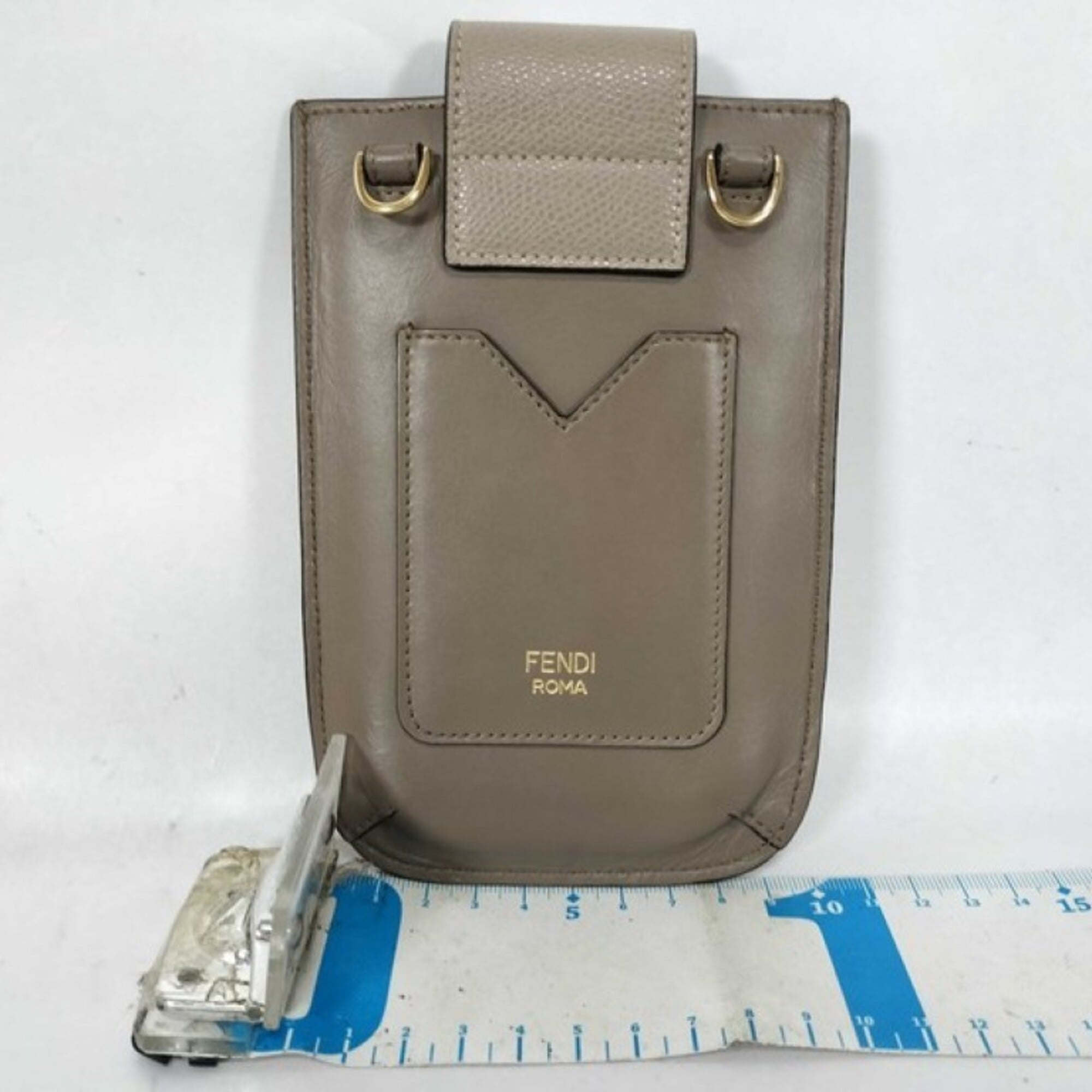 Fendi Grayish Leather Pouch Shoulder Bag (Pre-Owned)
