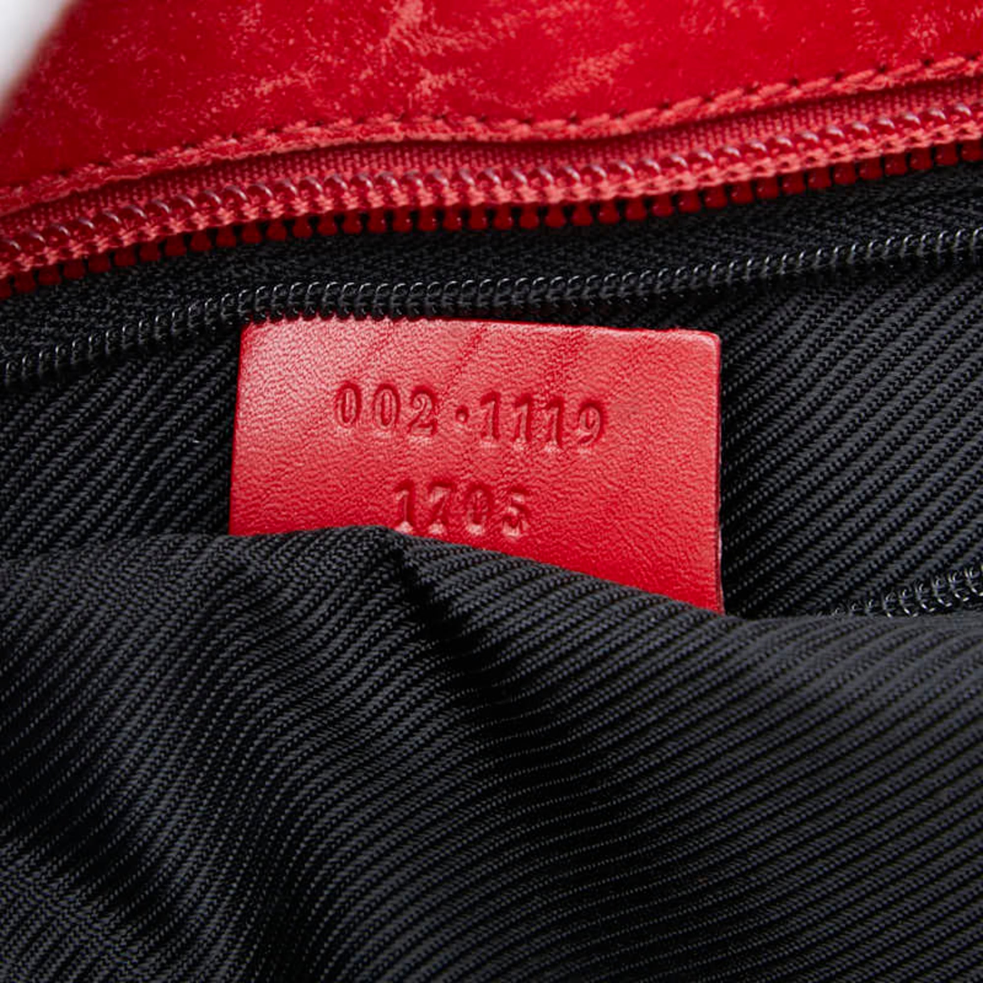 Gucci Beige Red Color Canvas Leather Handbag Tote Bag (Pre-Owned)