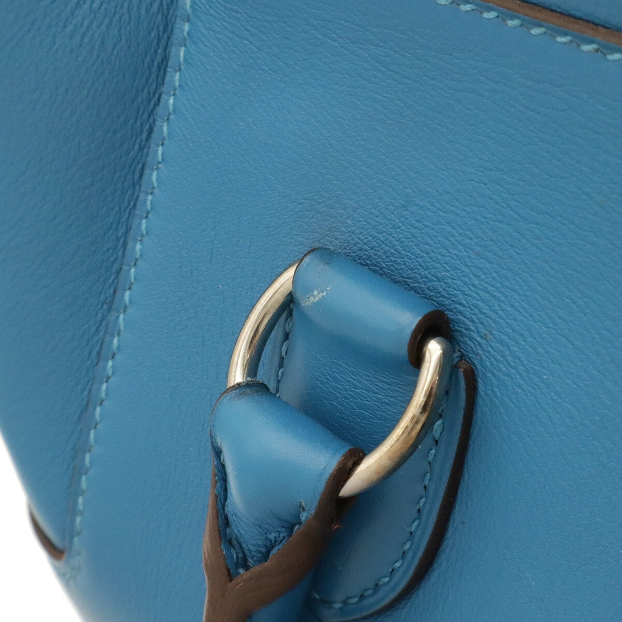 Hermes Blue Swift Leather Handbag Tote Bag (Pre-Owned)