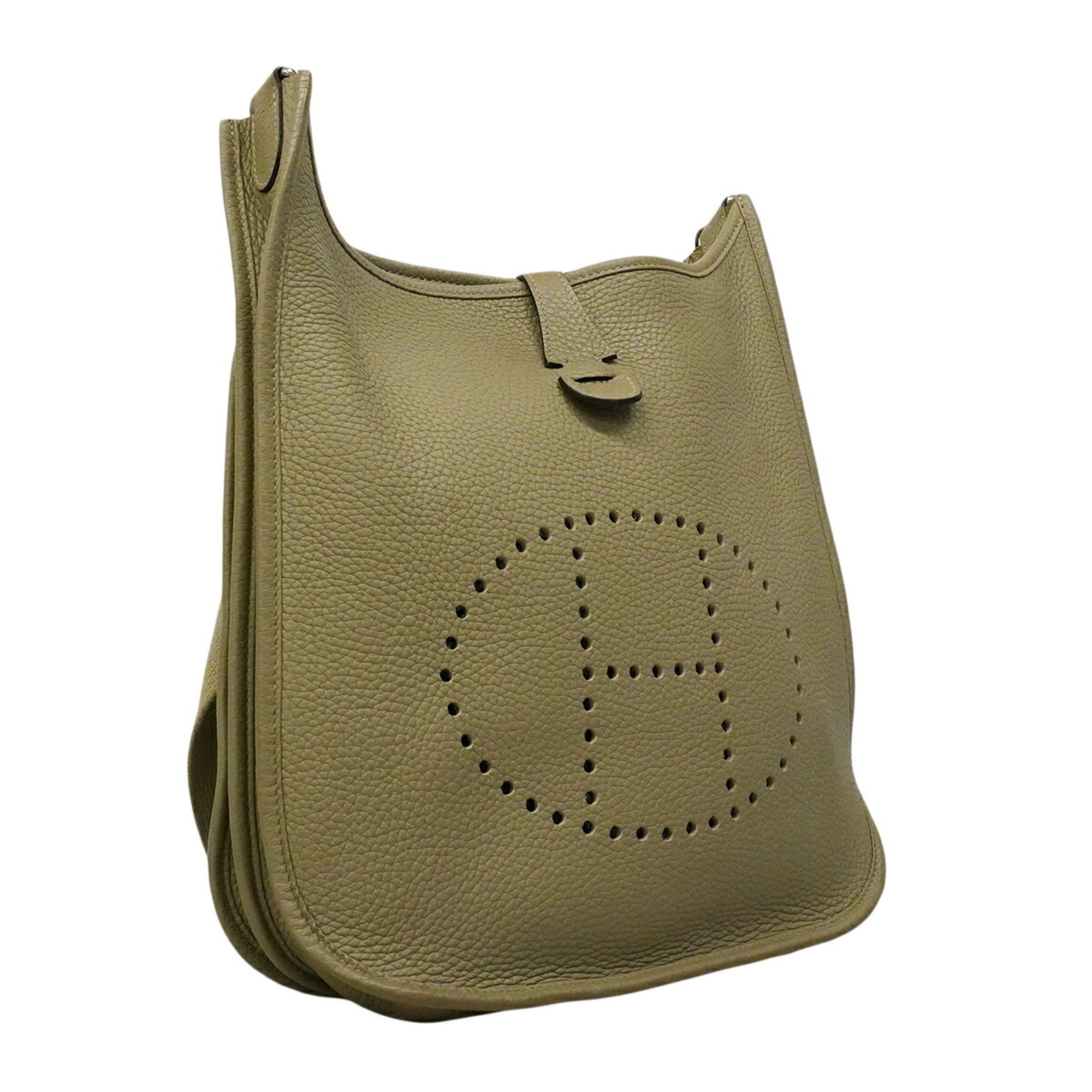 Hermes Silver Taurillon Clemence Leather Shoulder Bag (Pre-Owned)