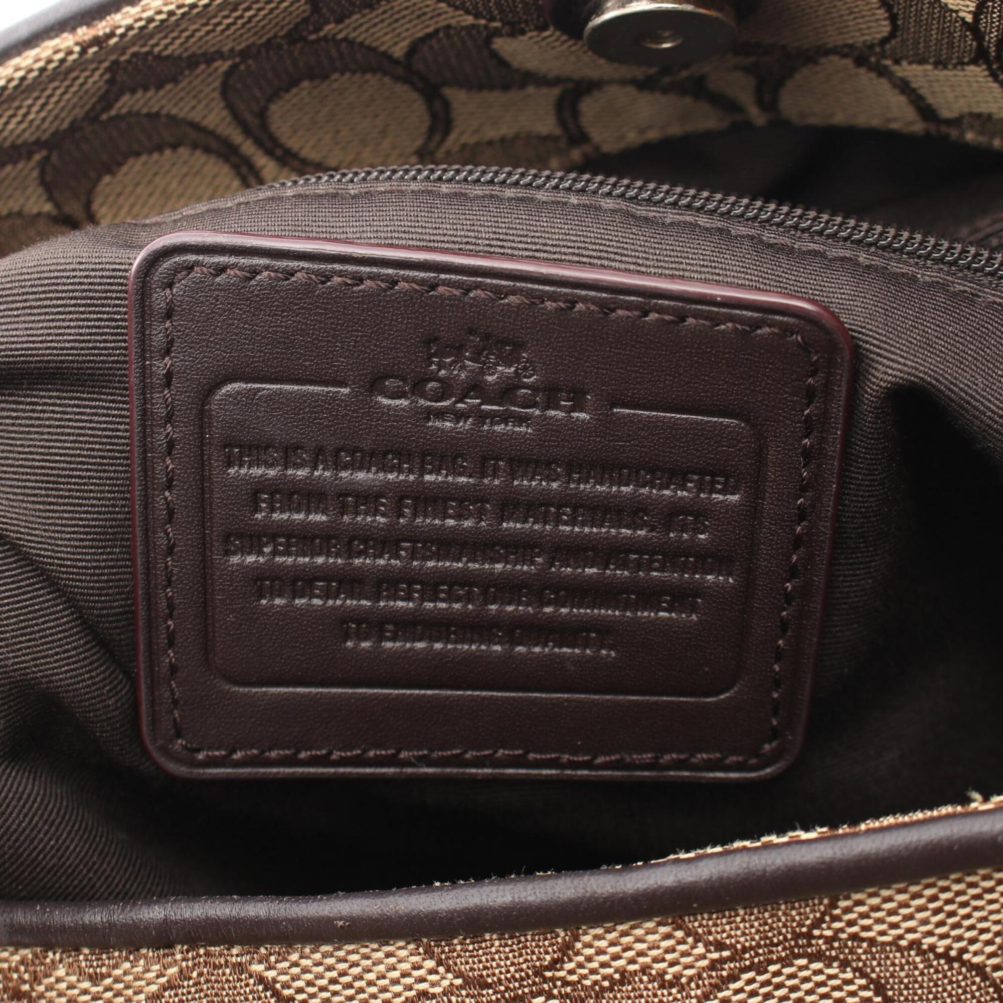 Coach Beige Brown Canvas Leather Handbag Shoulder Bag (Pre-Owned)