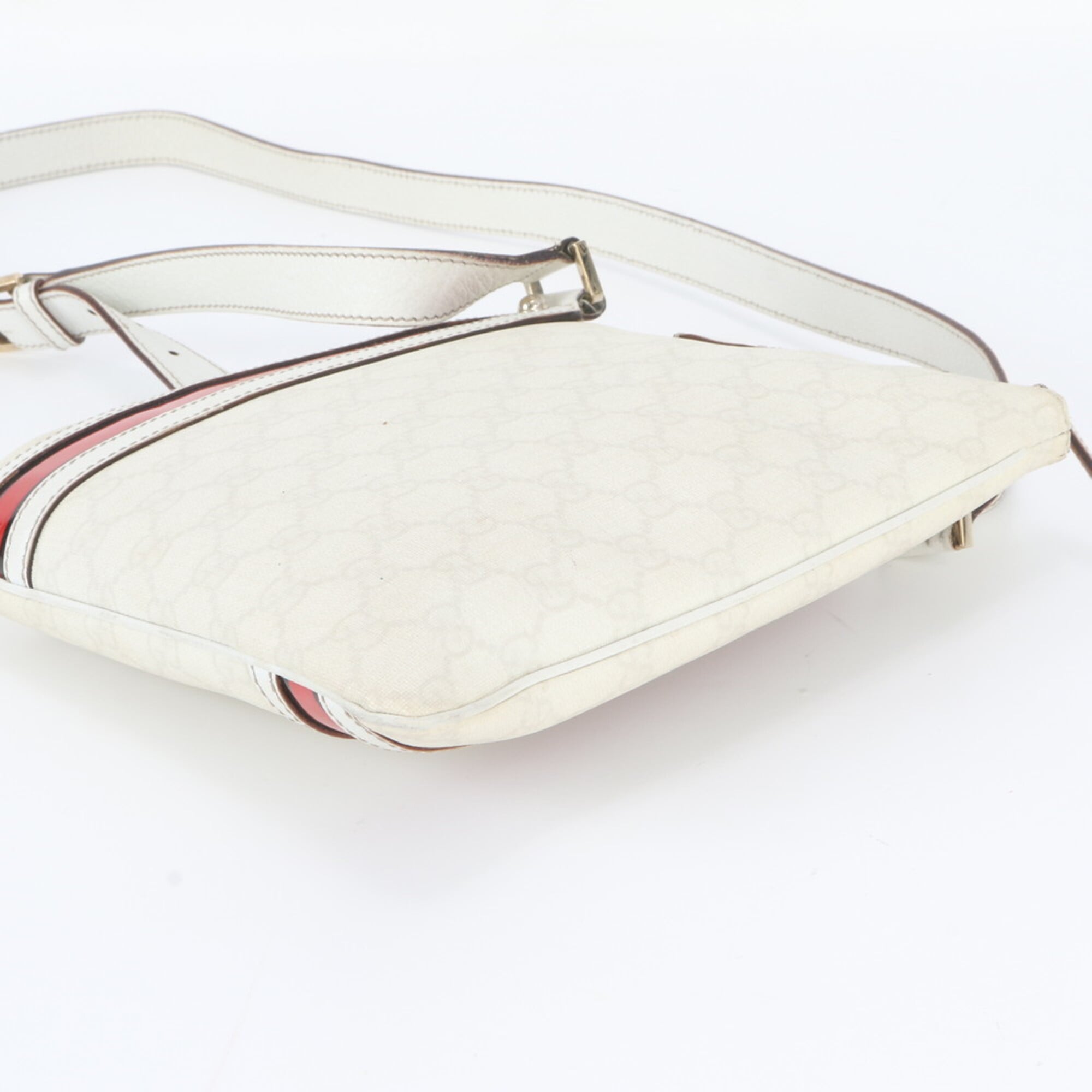Gucci White Leather Coated Canvas Shoulder Bag (Pre-Owned)
