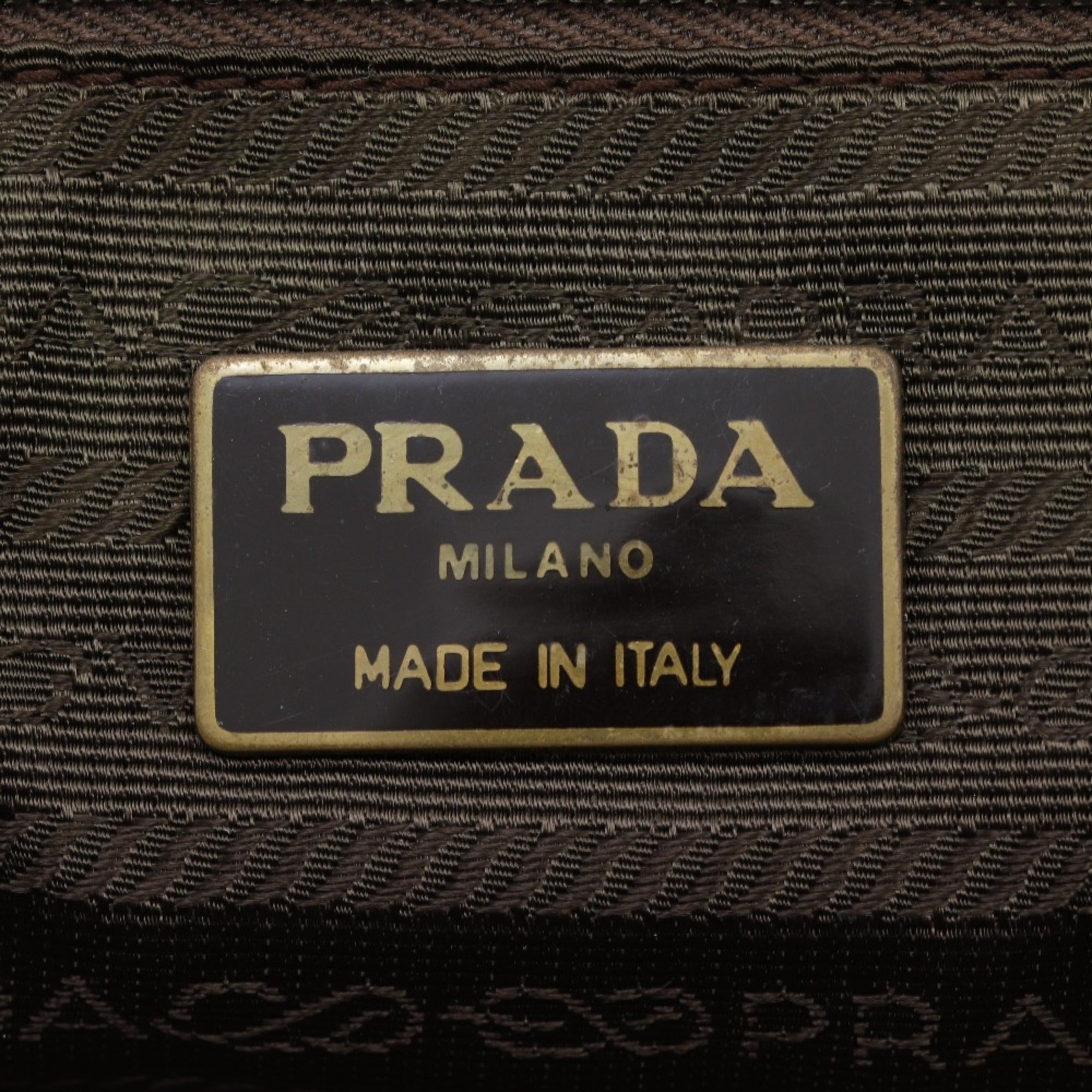 Prada Brown Nylon Leather Handbag Tote Bag (Pre-Owned)