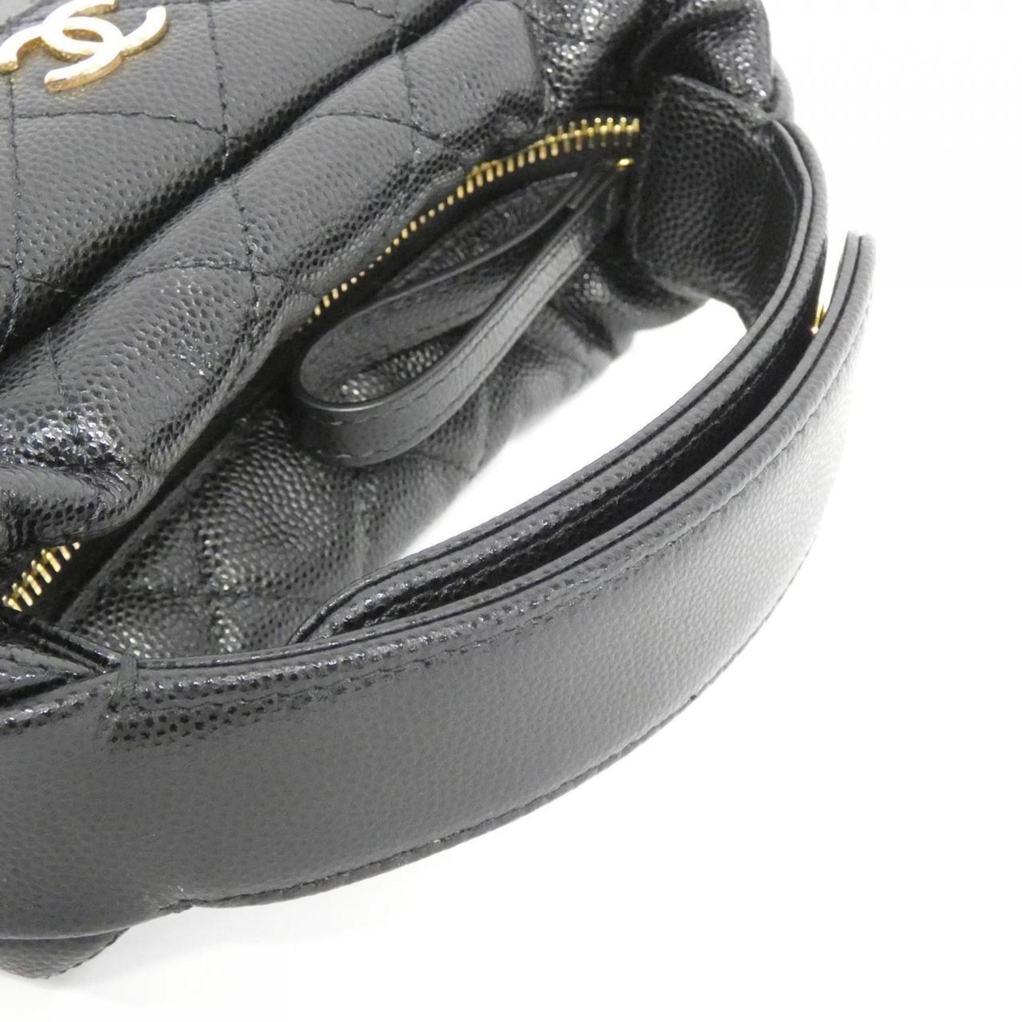 Chanel Black Caviar Leather Handbag (Pre-Owned)