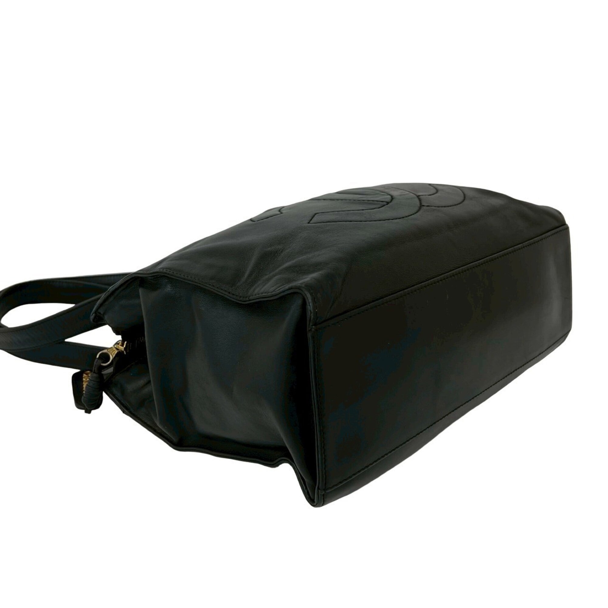 Chanel Black Leather Shoulder Bag Tote Bag (Pre-Owned)