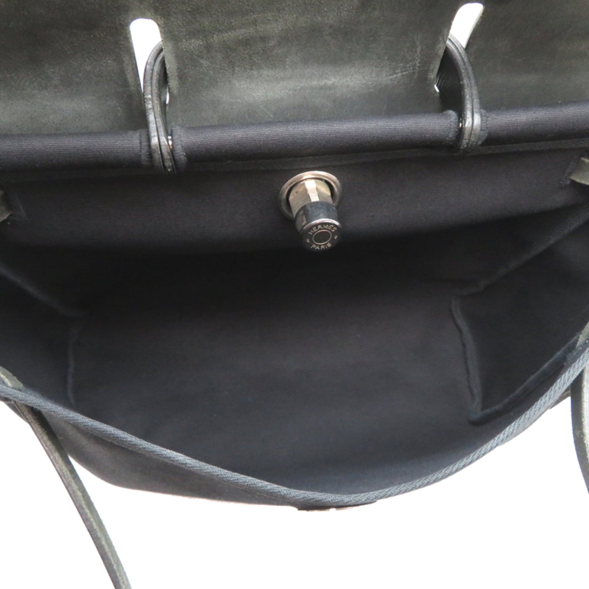 Hermes Black Toile Officier Handbag (Pre-Owned)