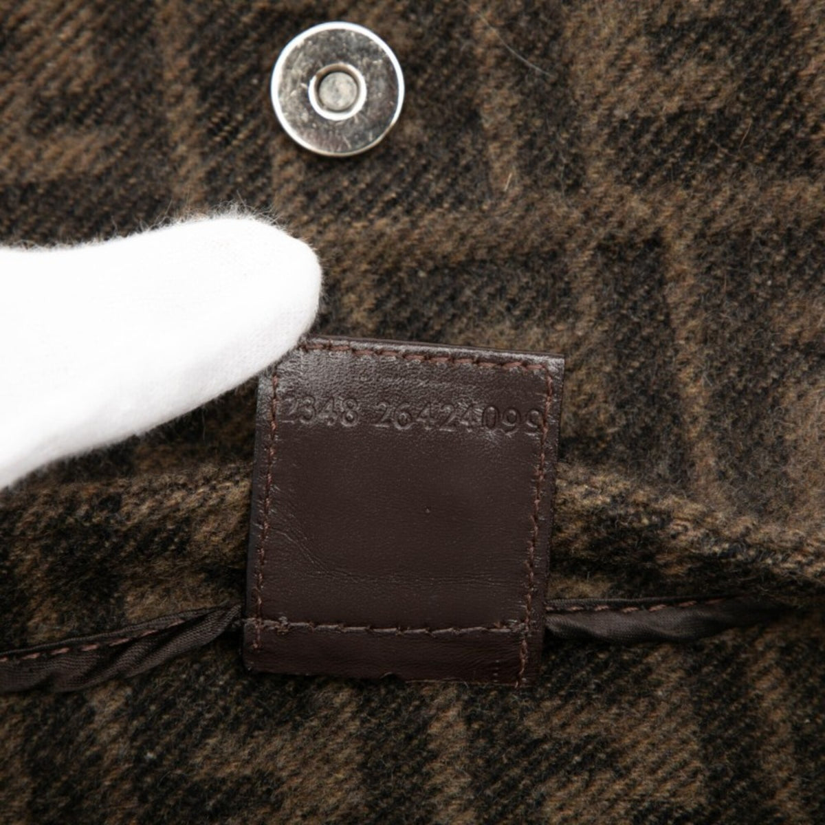 Fendi Brown Wool Leather Handbag Shoulder Bag (Pre-Owned)