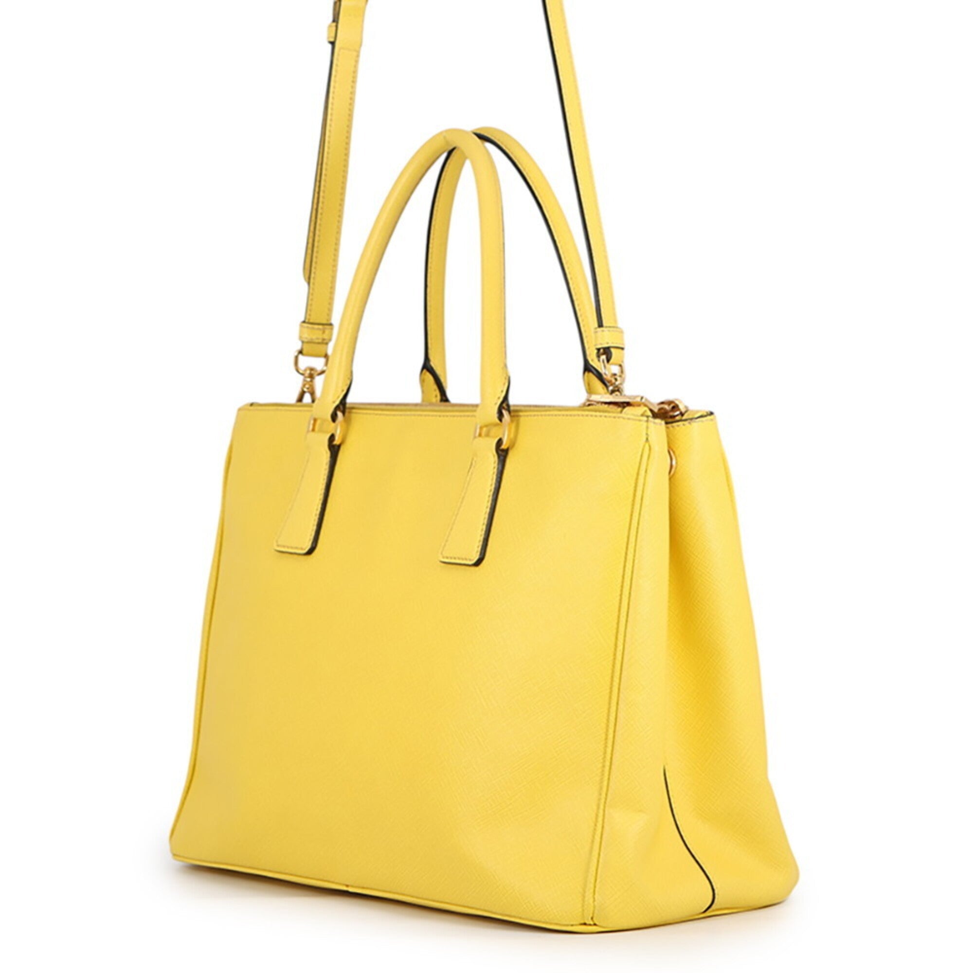 Prada Saffiano Yellow Leather Handbag (Pre-Owned)