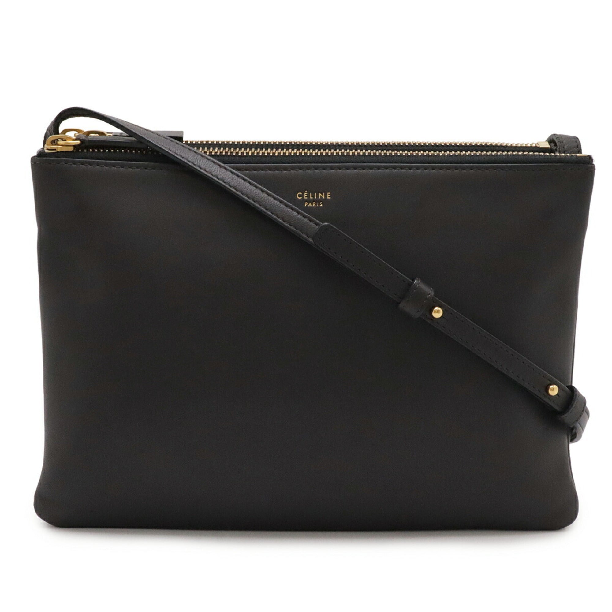 Celine Gray Leather Handbag Pochette Shoulder Bag (Pre-Owned)
