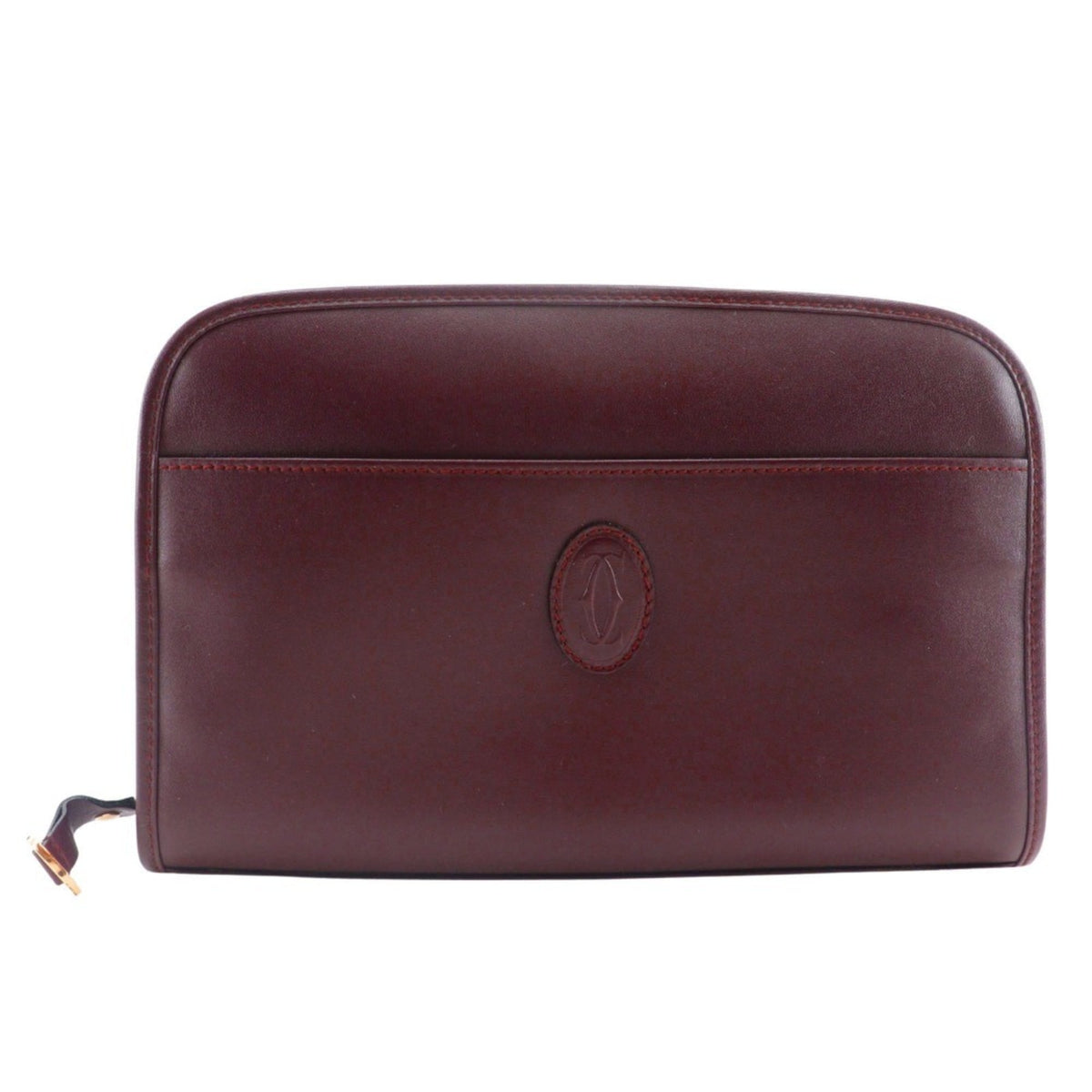 Cartier Must Bordeaux Red Color Wine Red Leather Clutch Bag (Pre-Owned)