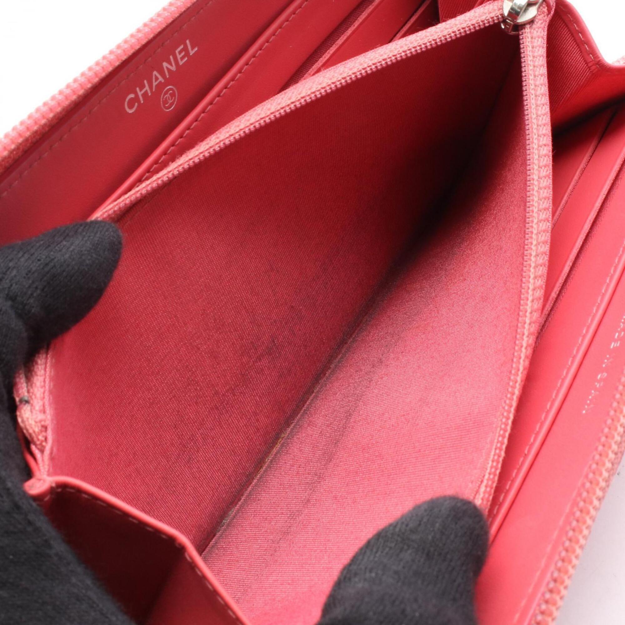 Chanel Pink Grained Calfskin Long Wallet (Bi-Fold) (Pre-Owned)