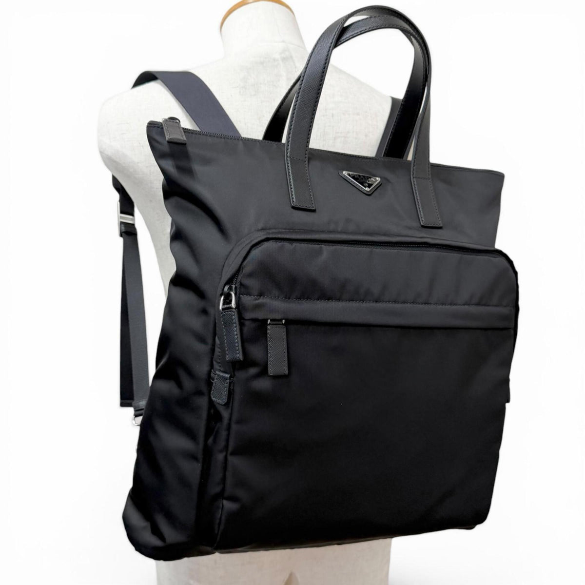 Prada Black Polyamide Leather Tote Bag (Pre-Owned)