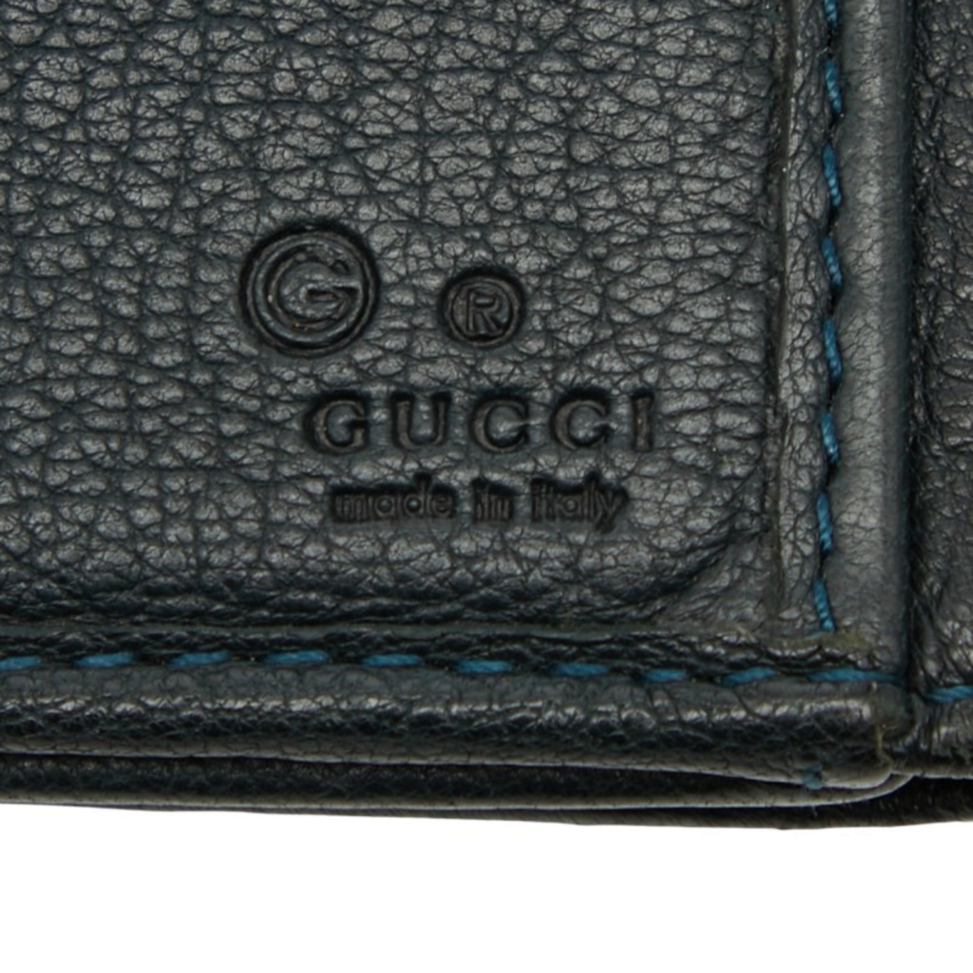 Gucci Navy Leather Long Wallet (Bi-Fold) (Pre-Owned)