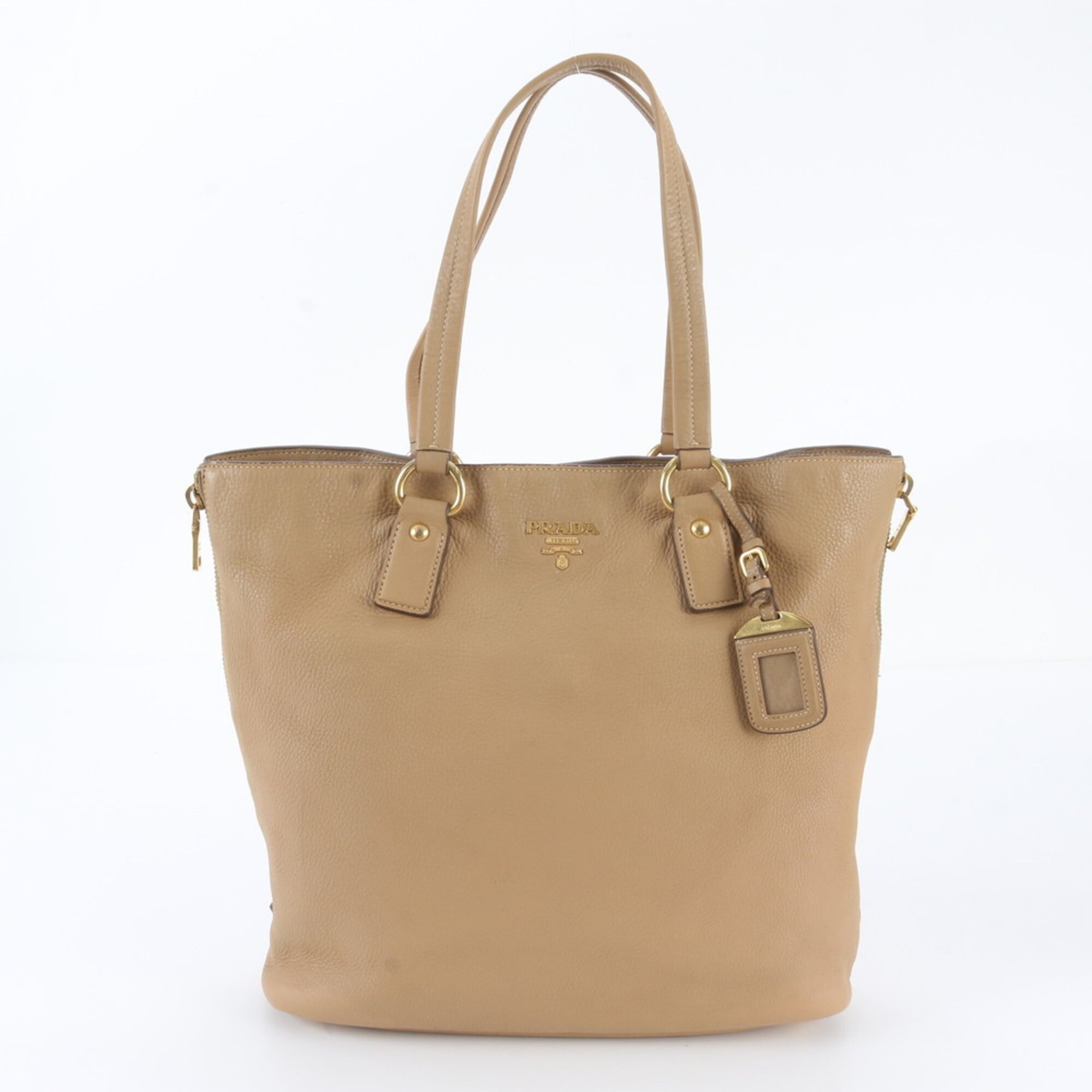 Prada Brown Leather Handbag Shoulder Bag Tote Bag (Pre-Owned)