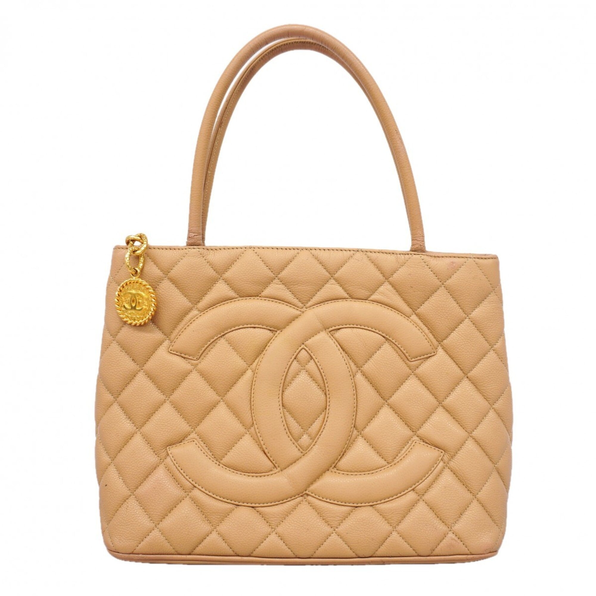 Chanel Beige Grained Calfskin Tote Bag (Pre-Owned)