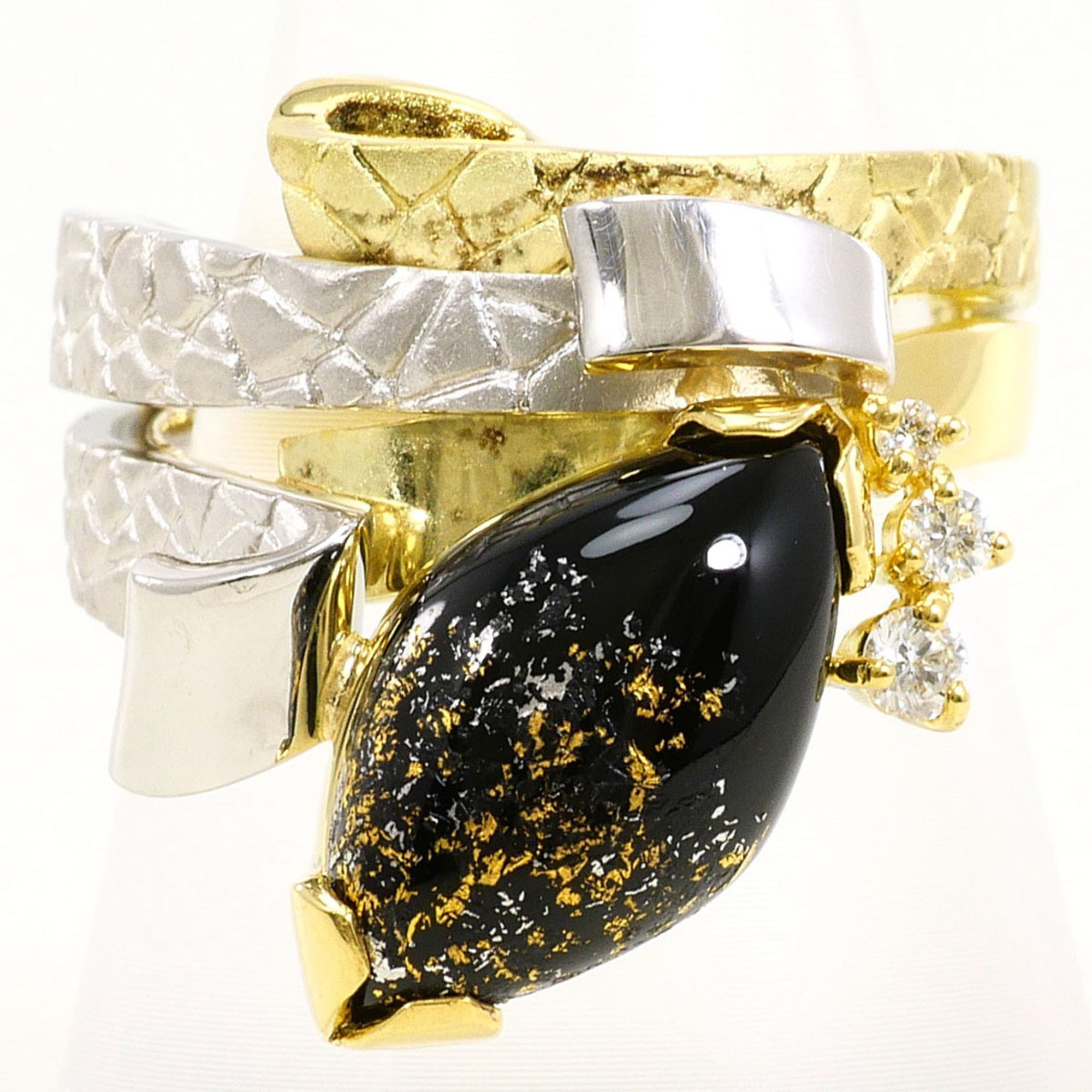 Unbranded Black Platinum Yellow Gold Yellow Gold (18K) Platinum 900 Band Ring (Pre-Owned)