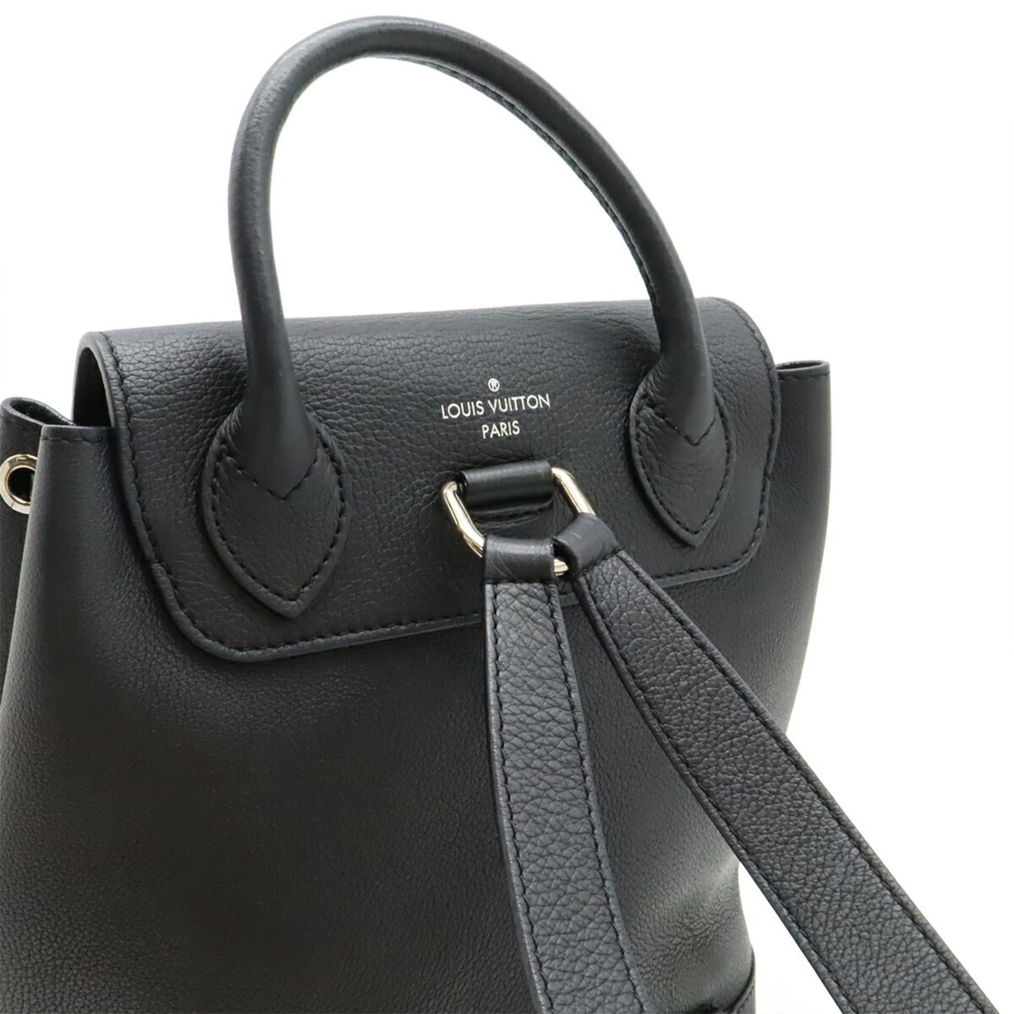 Louis Vuitton Noir Leather Backpack (Pre-Owned)