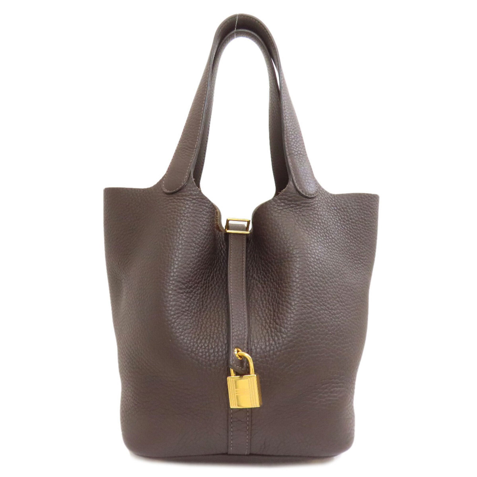 Hermes Dark Brown Taurillon Clemence Leather Handbag (Pre-Owned)