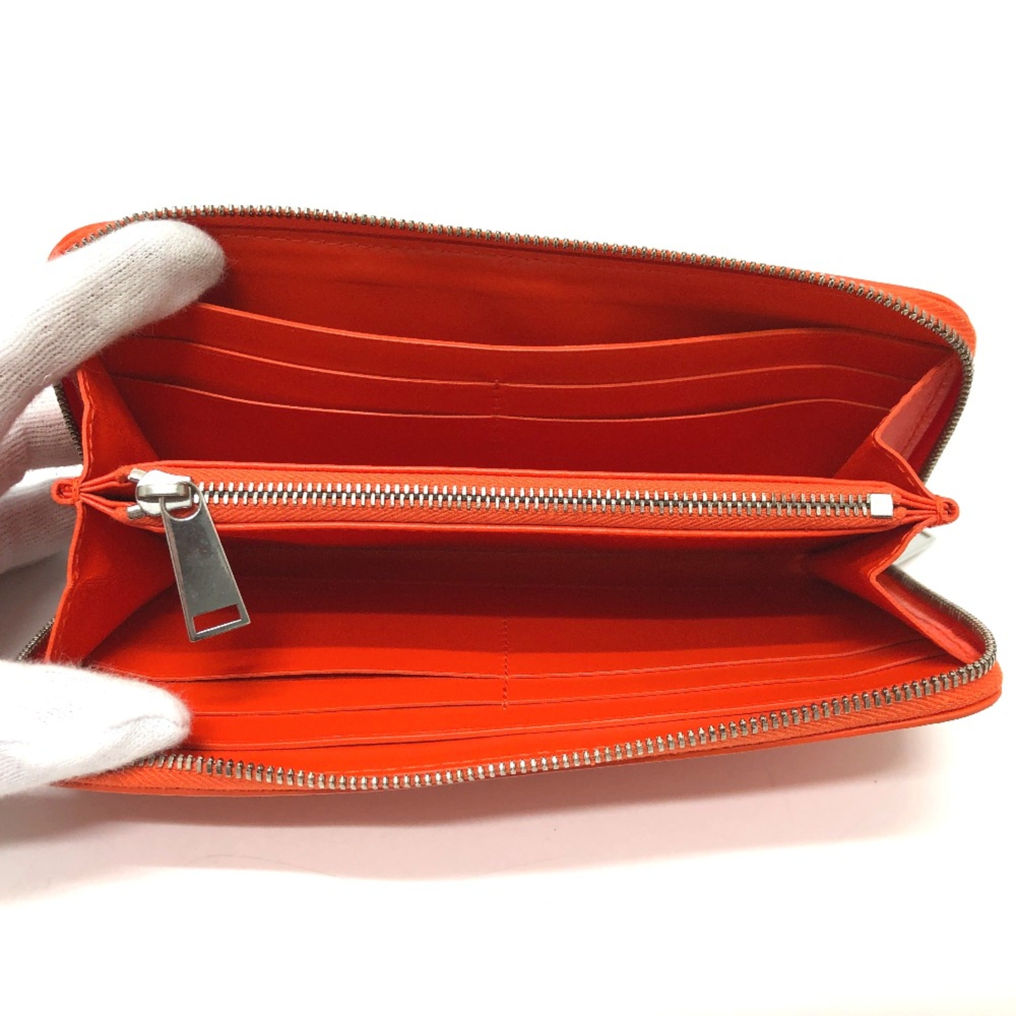 Bottega Veneta Orange Leather Long Wallet (Bi-Fold) (Pre-Owned)