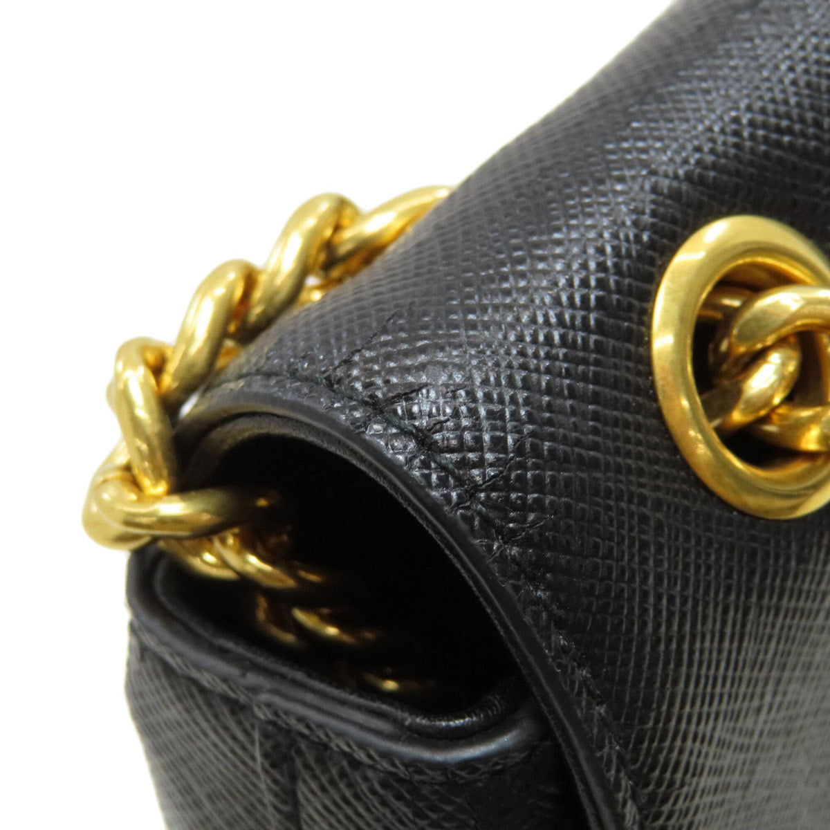 Prada Saffiano Black Saffiano Shoulder Bag (Pre-Owned)