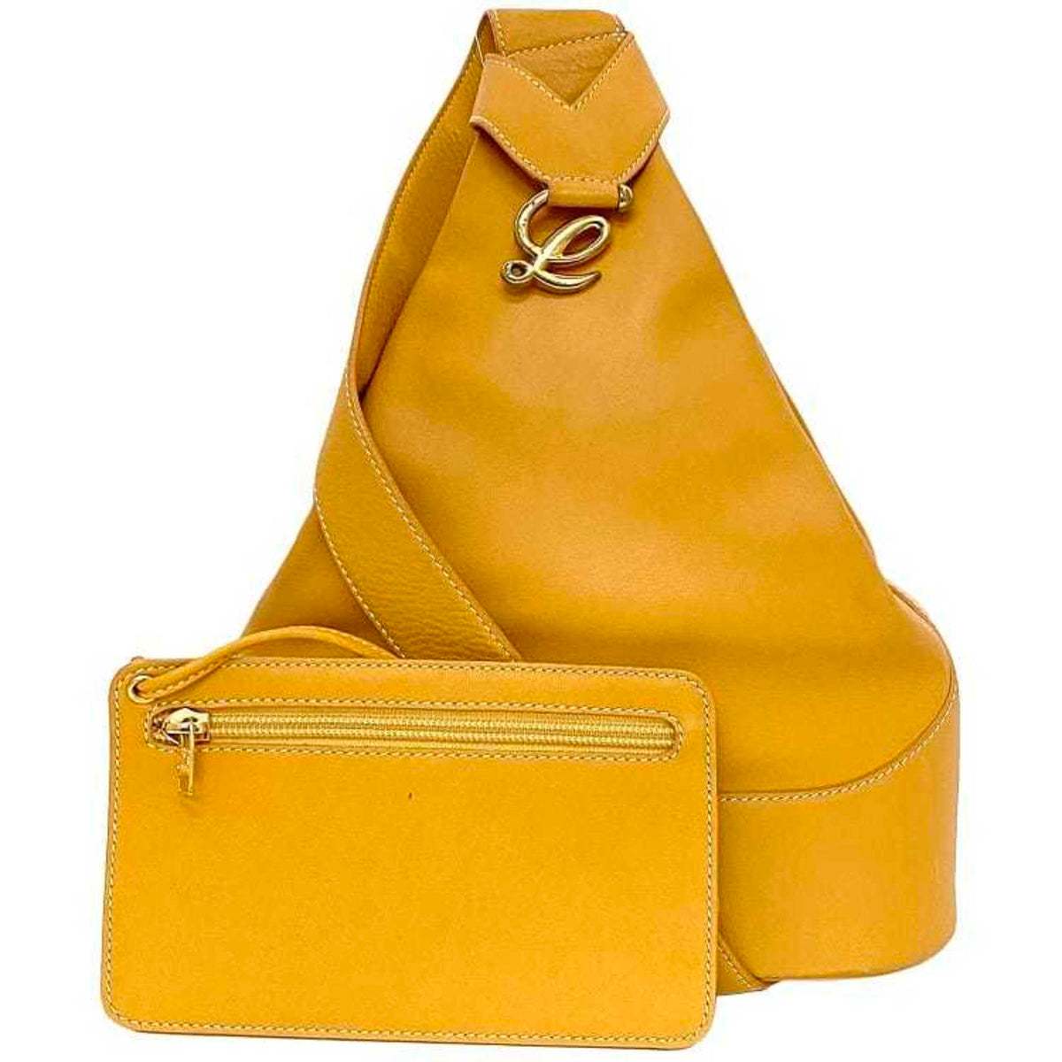 Loewe Anton Orange Leather Pouch Shoulder Bag (Pre-Owned)