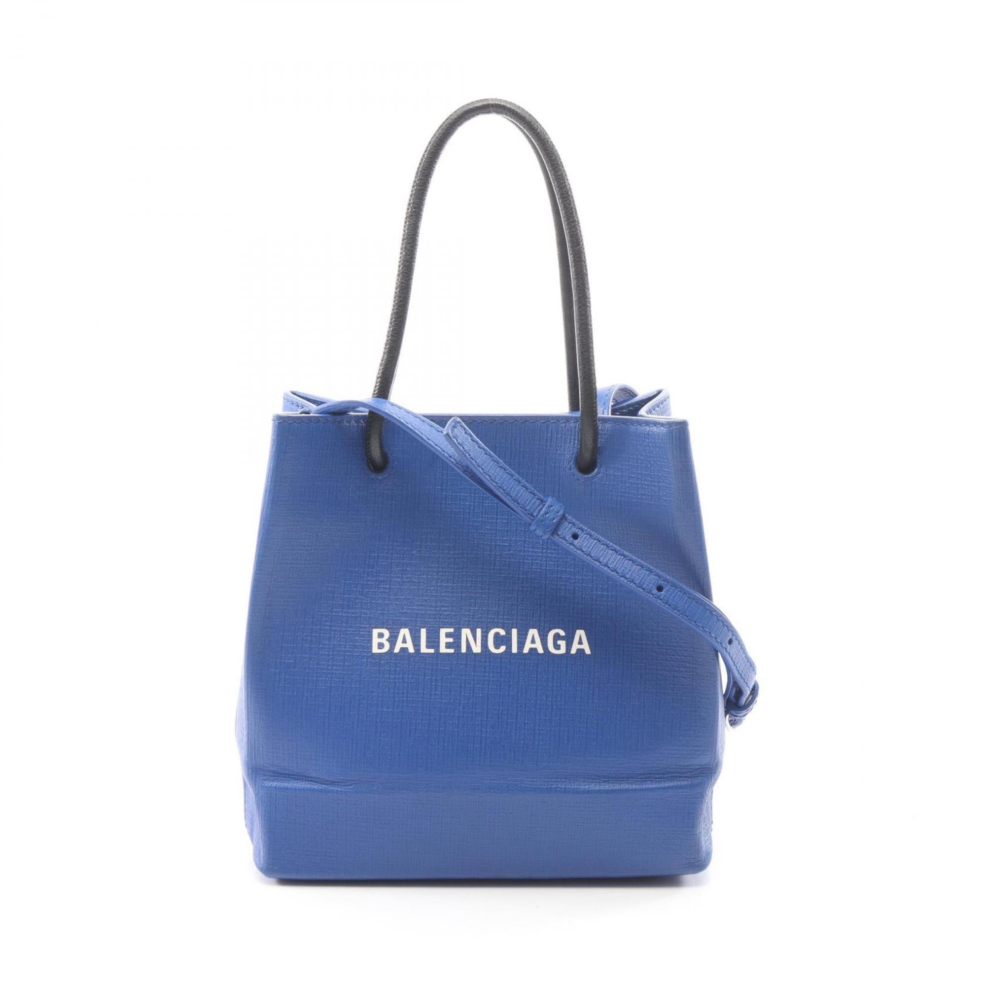 Balenciaga Black Blue Leather Handbag Tote Bag (Pre-Owned)
